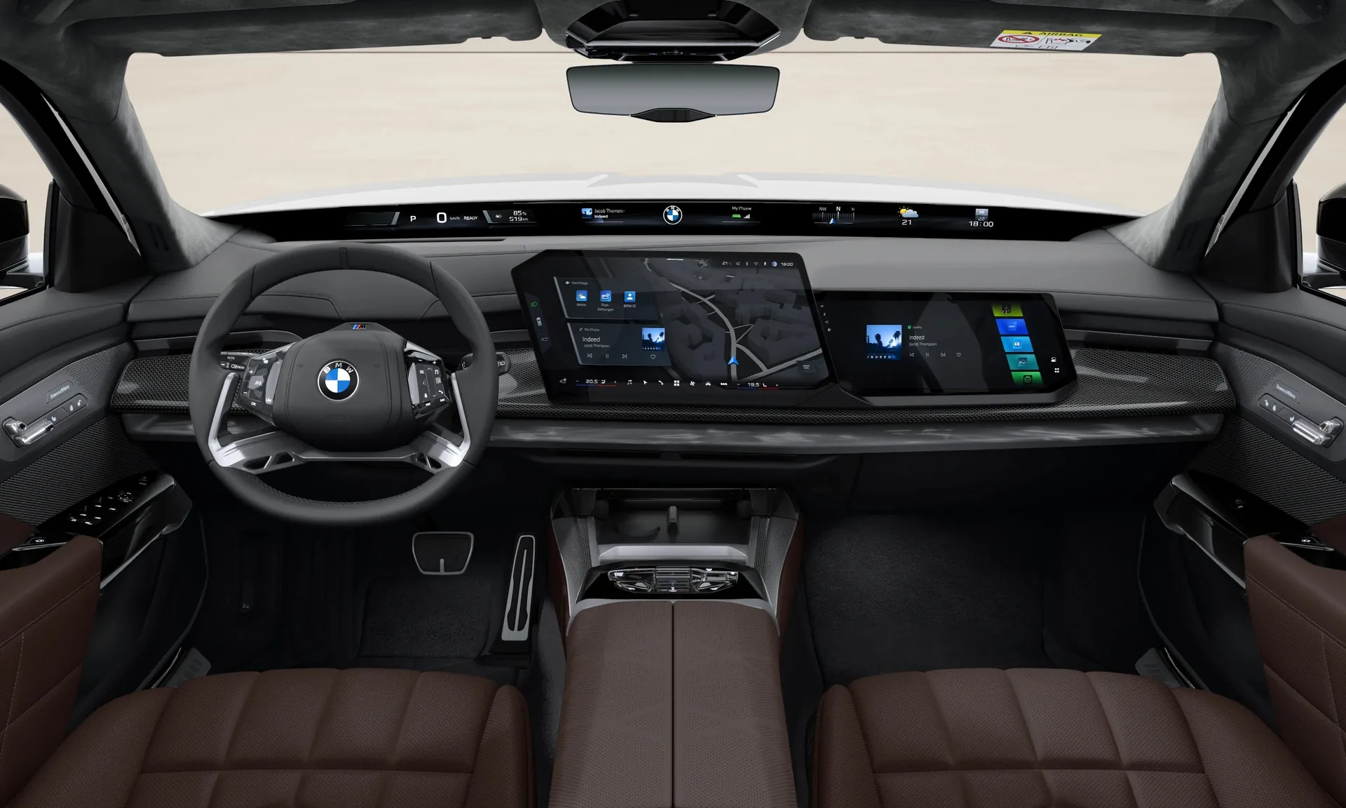 i7 Sedan (G70), M sportovní paket Pro, interiér BMW Individual kůže Merino s rozšířením Mocha, dashboard