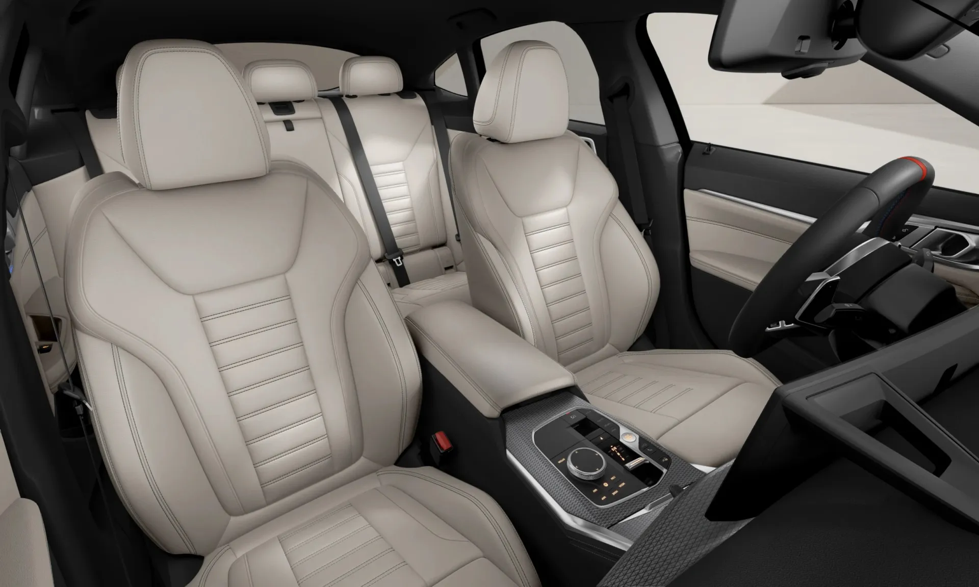 Řada 4 Gran Coupé (G26), M Modely, interiér Kůže Vernasca Oyster s dekorativním prošíváním/Black, seats