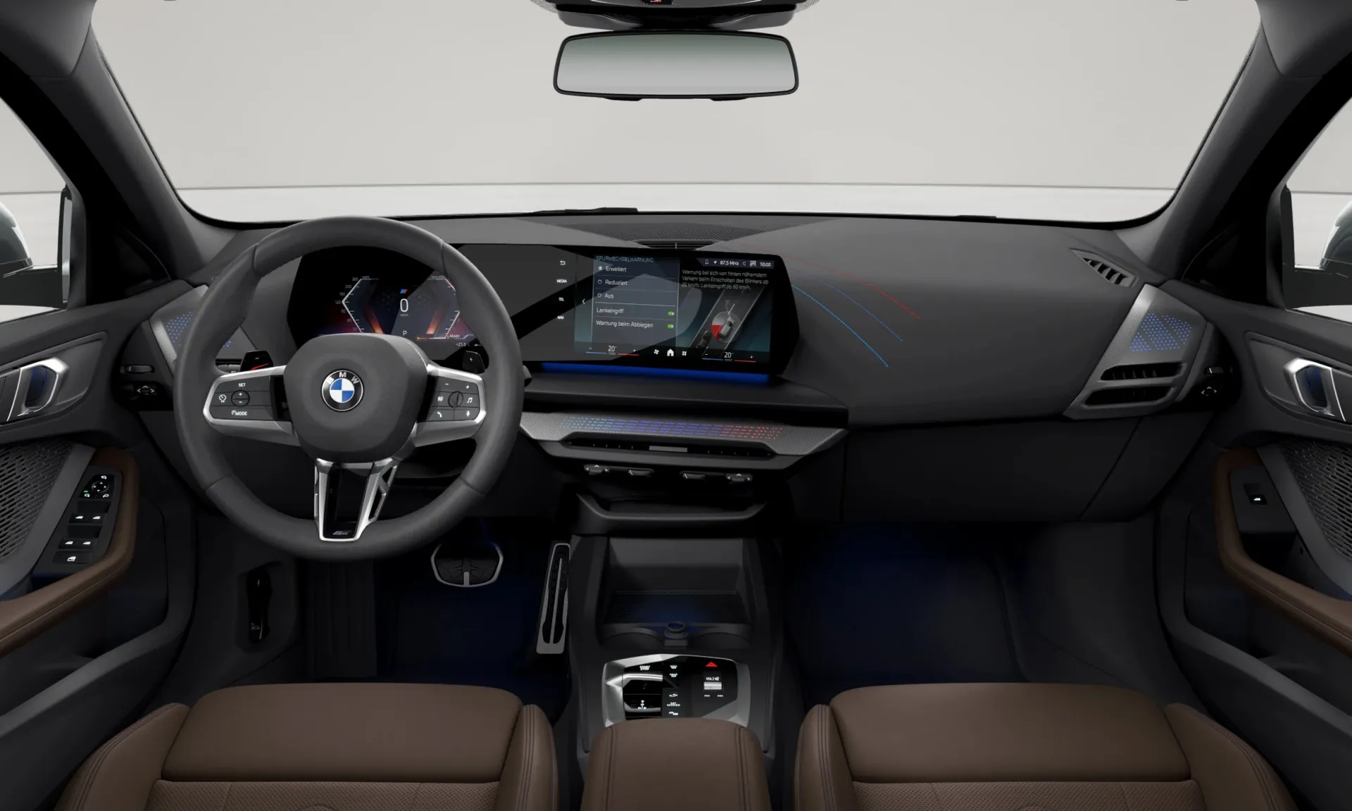 Řada 1 (F70), M sportovní paket Pro, Metalický lak Skyscraper Grey, interiér Umělá kůže Veganza perforovaná Mocha, dashboard