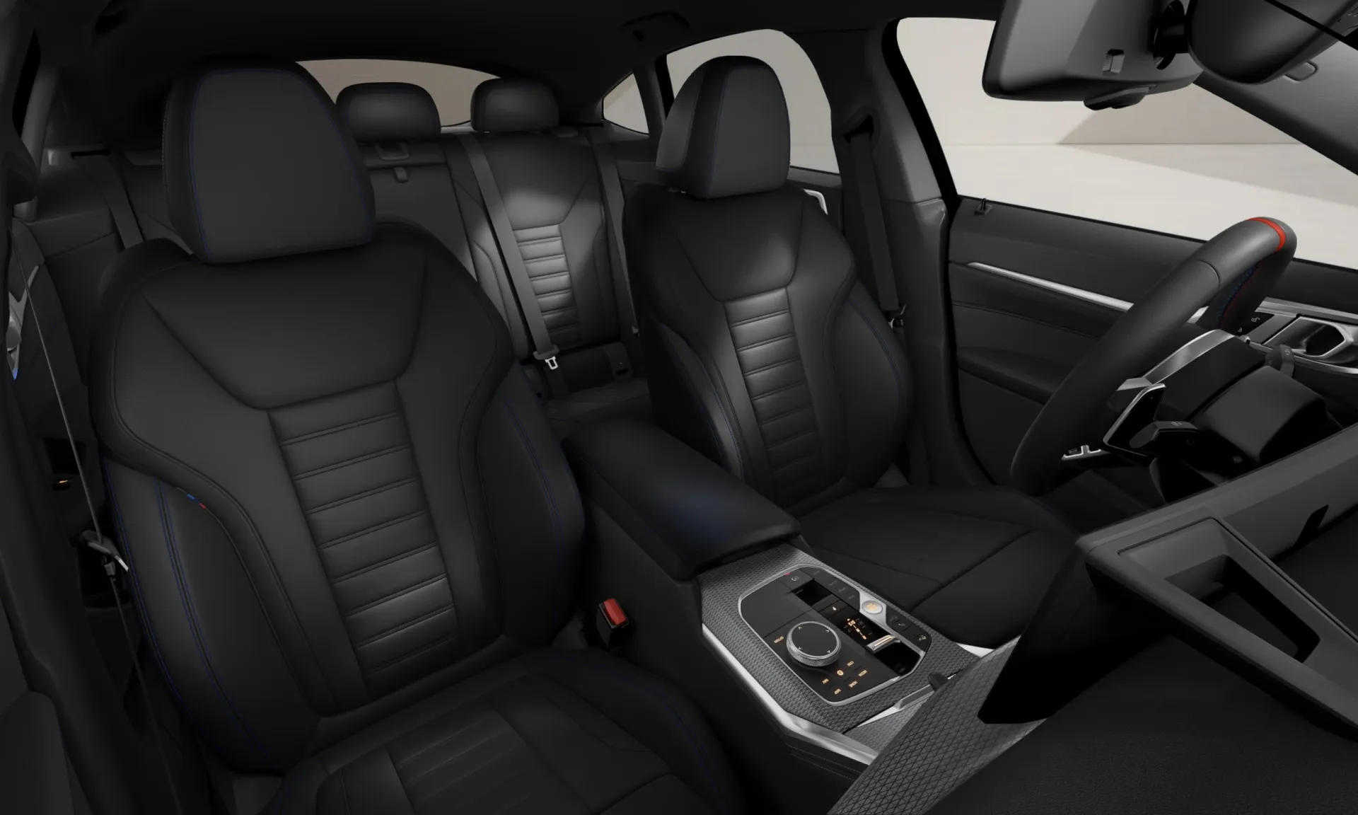 Řada 4 Gran Coupé (G26), M Modely, interiér Kůže Vernasca Black s modrým dekorativním prošíváním, seats
