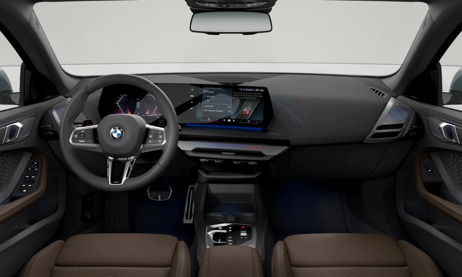 Řada 2 Gran Coupé (F74), M sportovní paket, BMW Individual metalický lak Storm Bay, interiér Umělá kůže Veganza perforovaná Mocha, dashboard