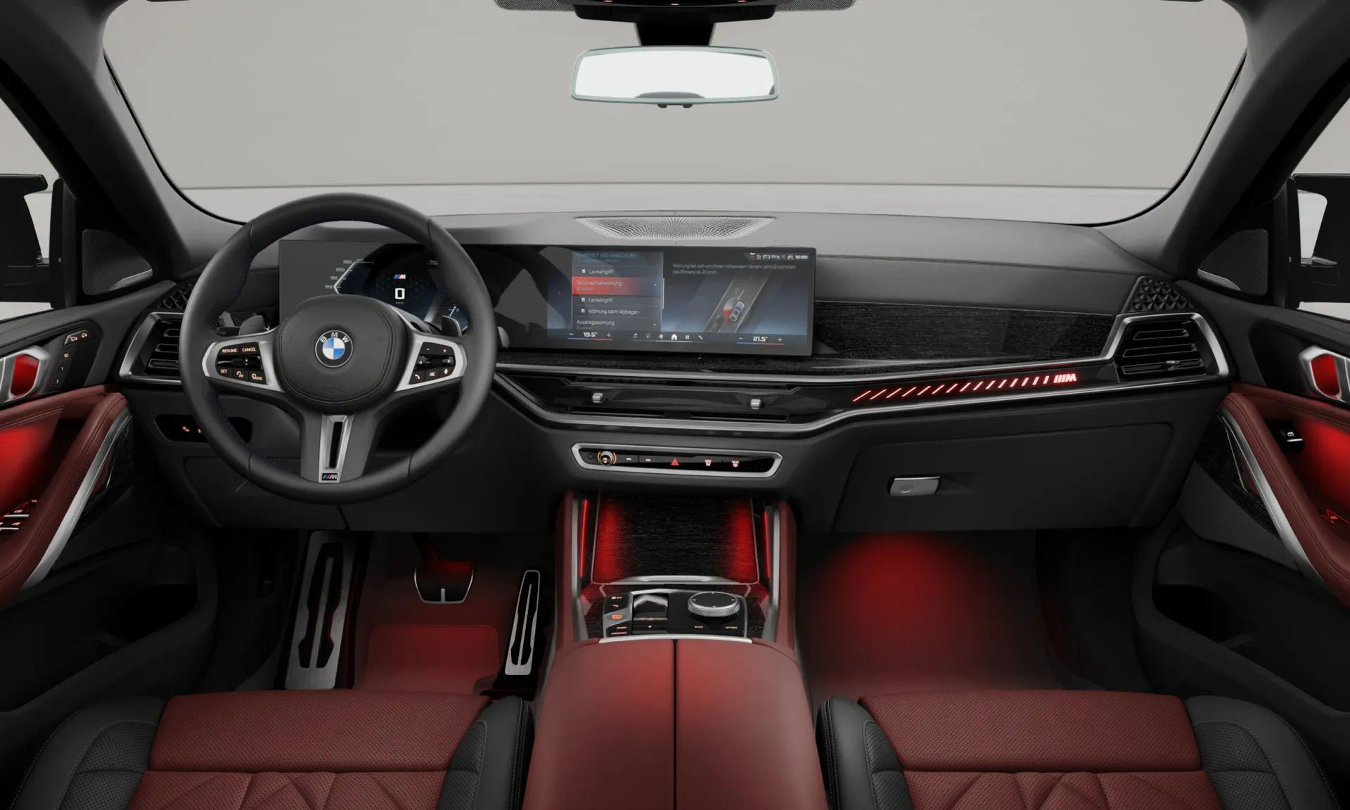 X6 (F96), M Modely, Metalický lak Manhattan, interiér Sensafin with decor stitching Ń Tacora Red/Black, dashboard