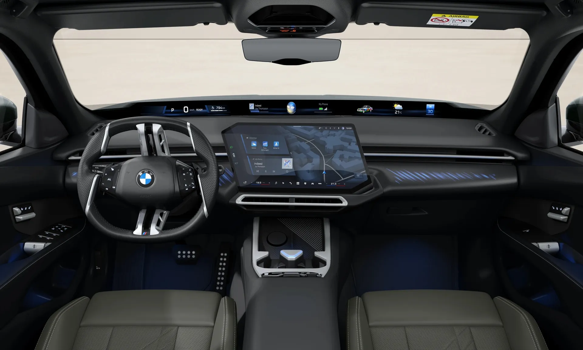Řada 3 Sedan (G50), M sportovní paket, Metalický lak Eucalyptus Green, interiér Design interiéru Contemporary Agave Green, dashboard