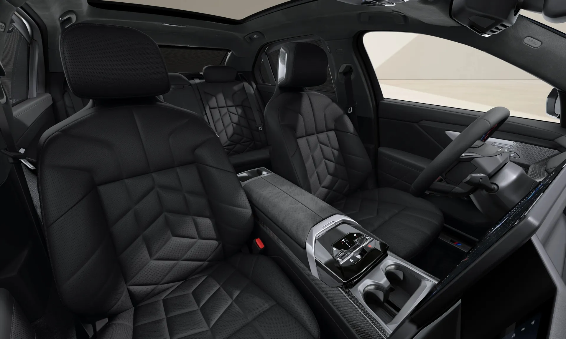 i7 Sedan (G70), M Modely, Metalický lak Carbon Black, interiér BMW Individual kožené čalounění Merino s rozšířeným obsahem Black, seats