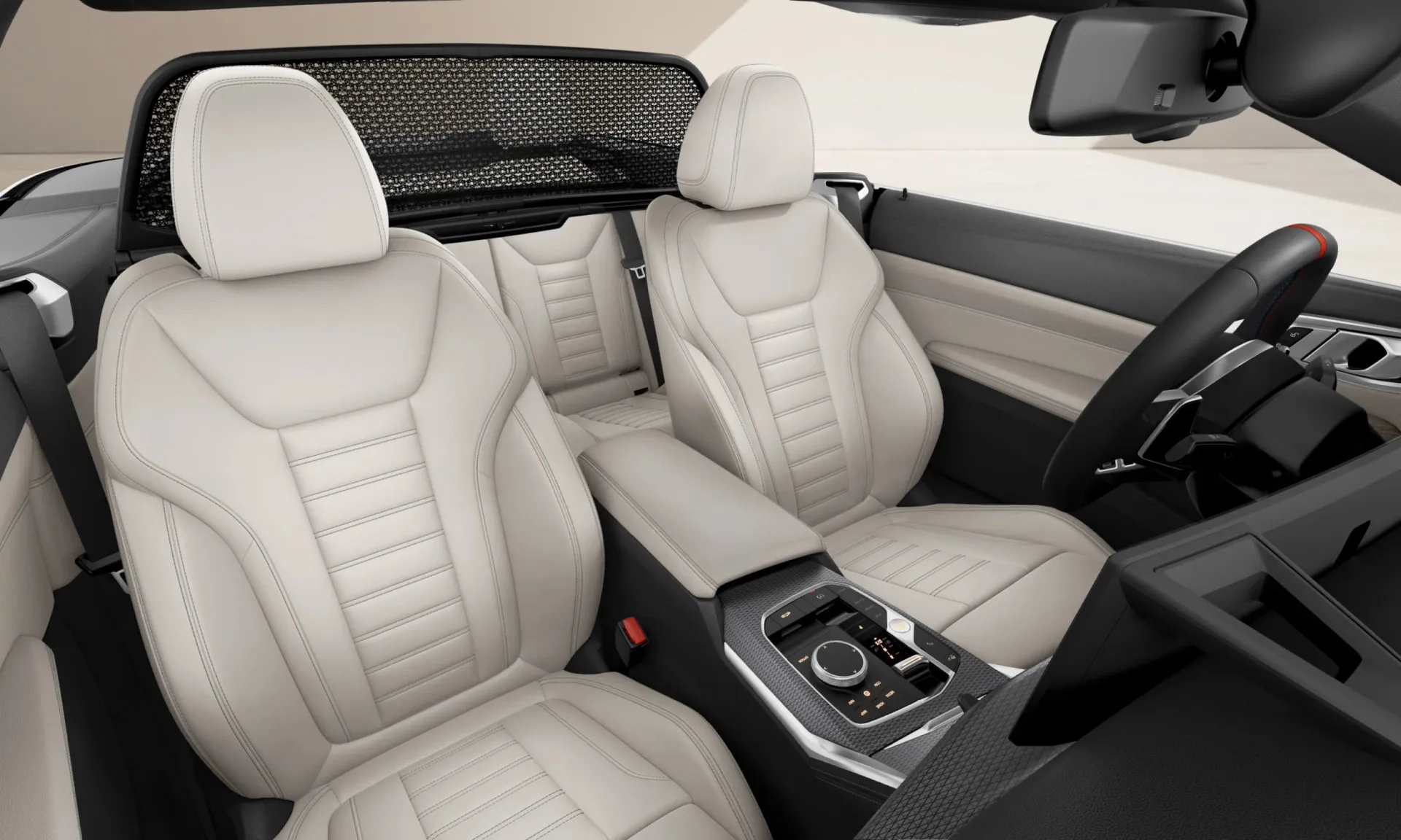 Řada 4 Cabrio (G23), M Modely, interiér Kůže Vernasca Oyster s dekorativním prošíváním/Black, seats
