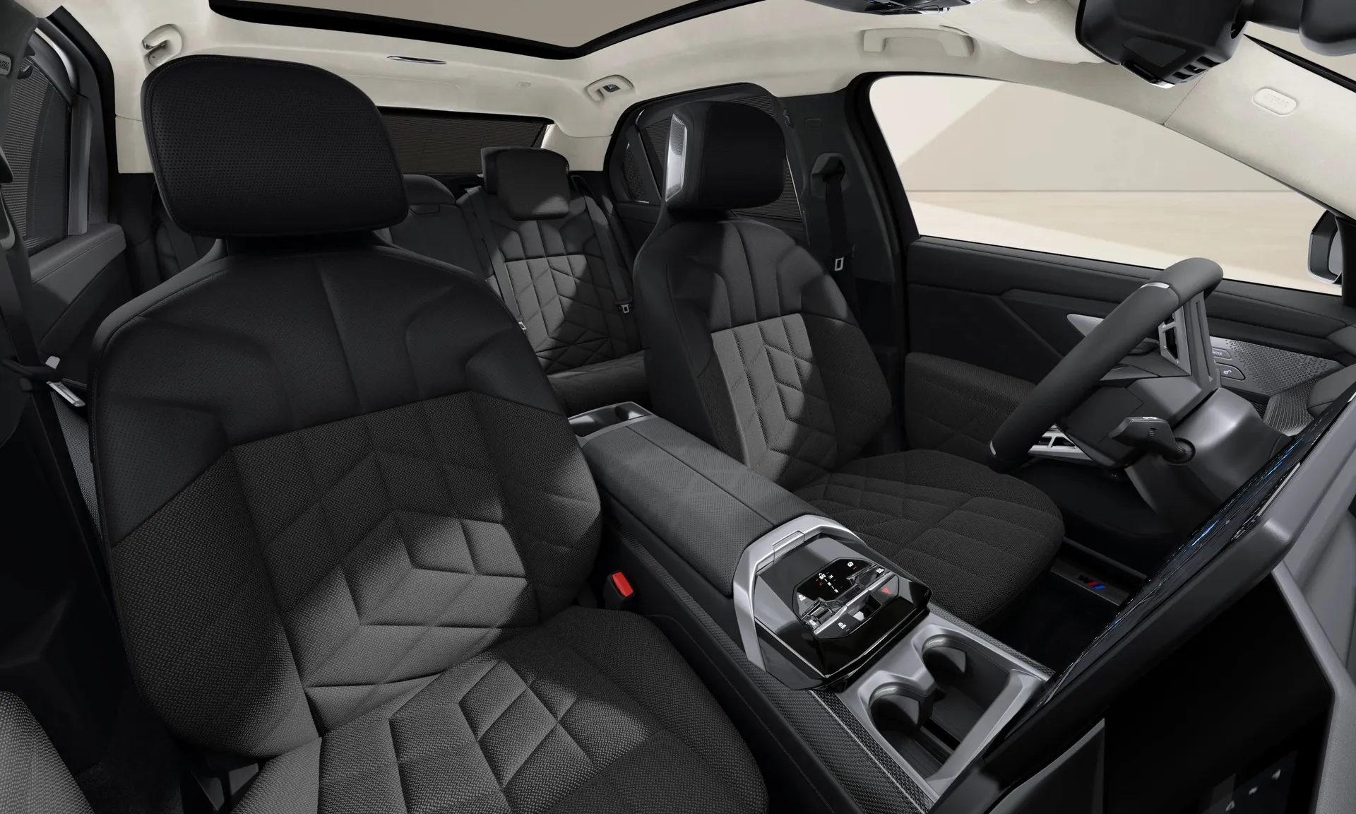 i7 Sedan (G70), M sportovní paket, BMW Individual dvoubarevný lak Dravit Grey/Sapphire Black, interiér BMW Individual kůže Merino/vlna/kašmír s exkluzivním obsahem Black/Grey, seats