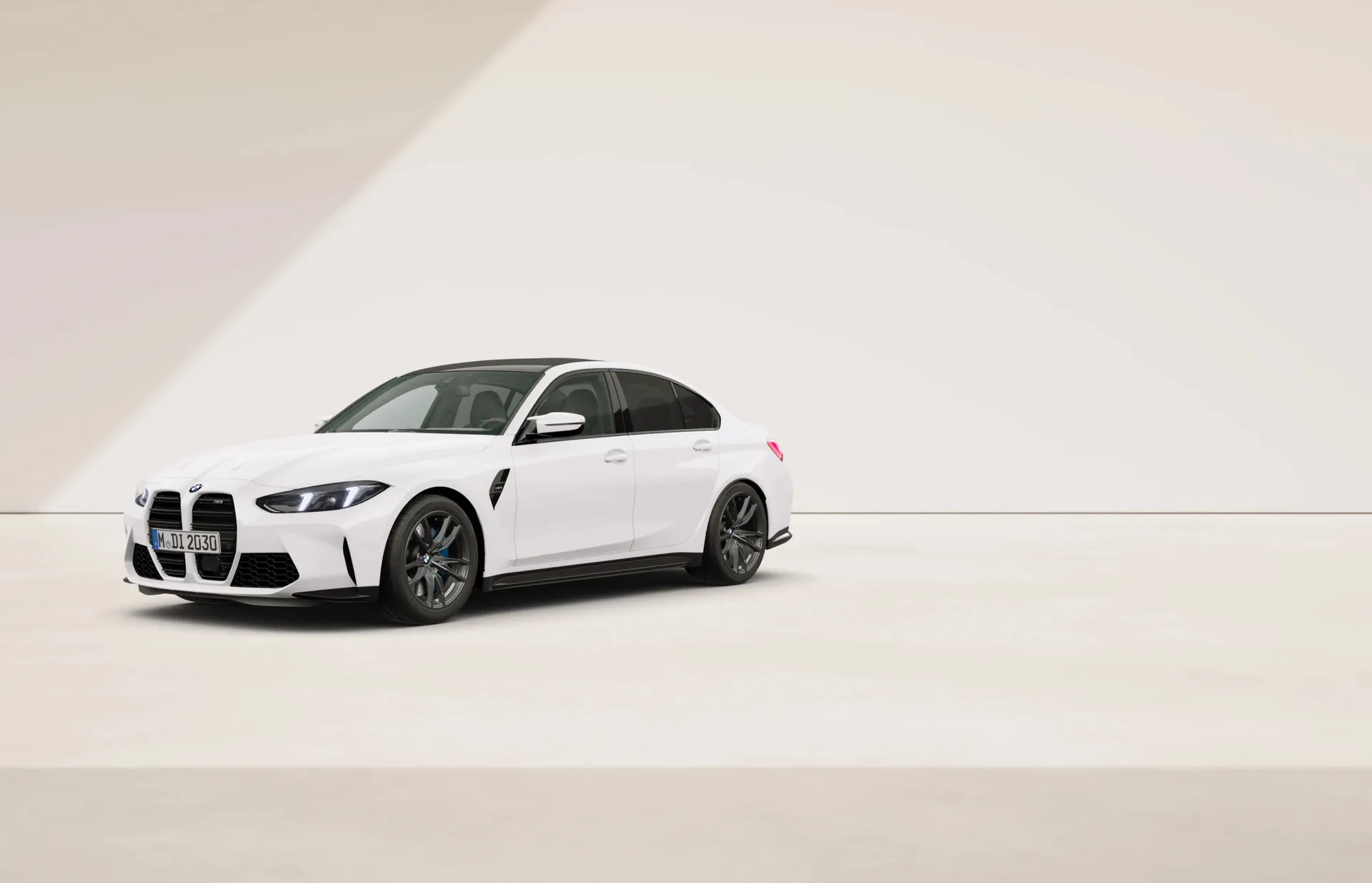 M3 Sedan (G80), M Modely, Nemetalický lak Alpine White, front