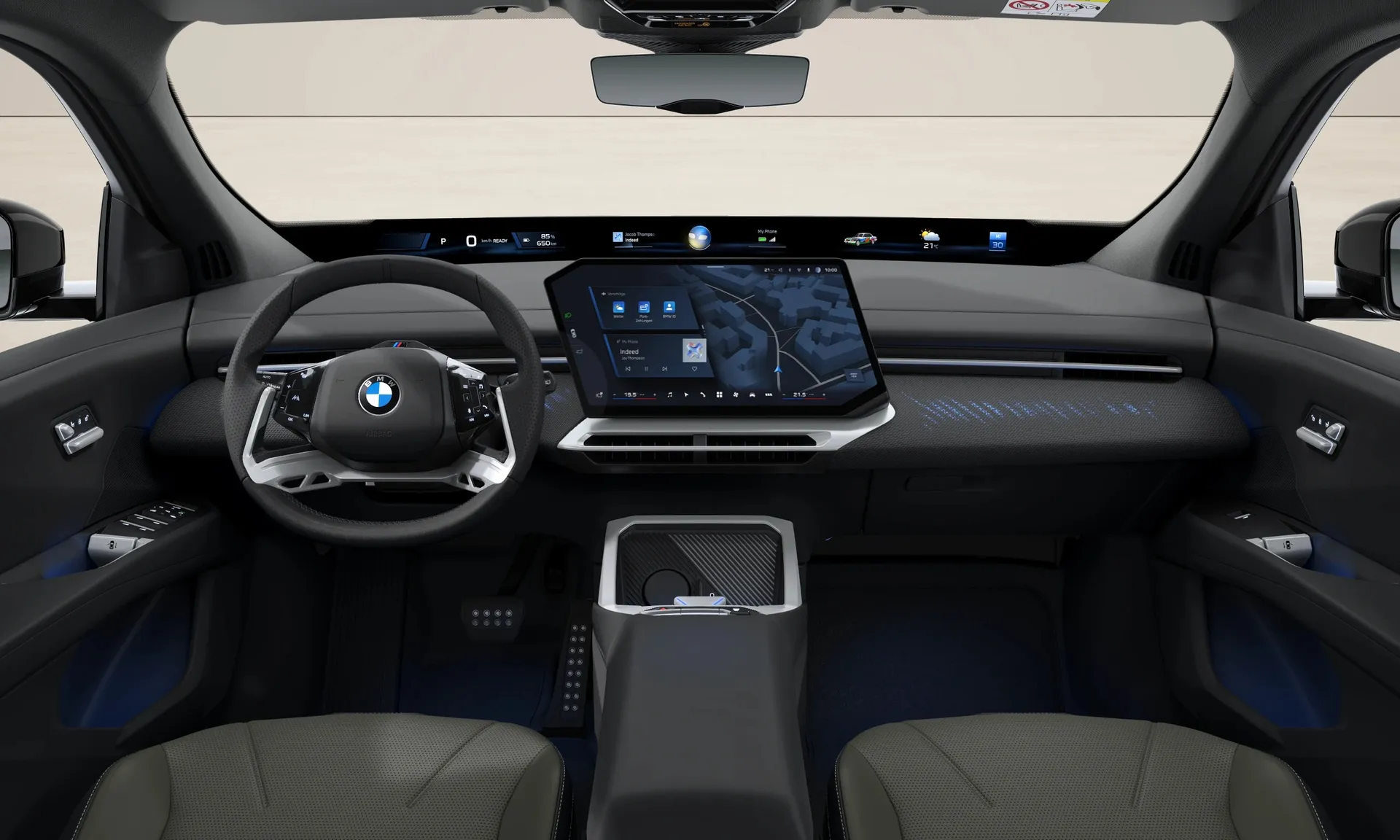 iX4 (NA7), M sportovní paket Pro, Metalický lak Eucalyptus Green, interiér Design interiéru Contemporary Agave Green bicolour, dashboard
