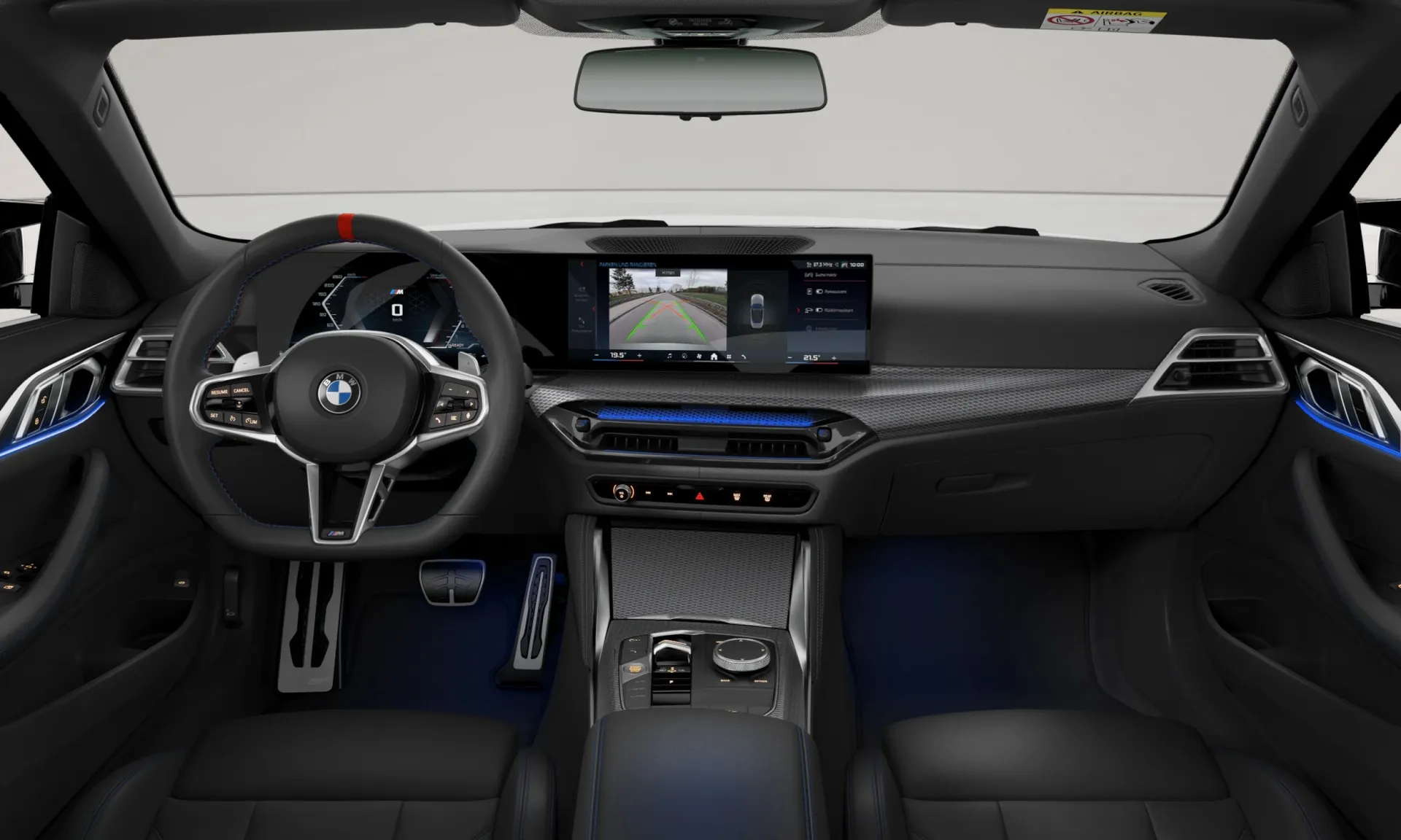 Řada 4 Cabrio (G23), M Modely, interiér Kůže Vernasca Black s modrým dekorativním prošíváním, dashboard