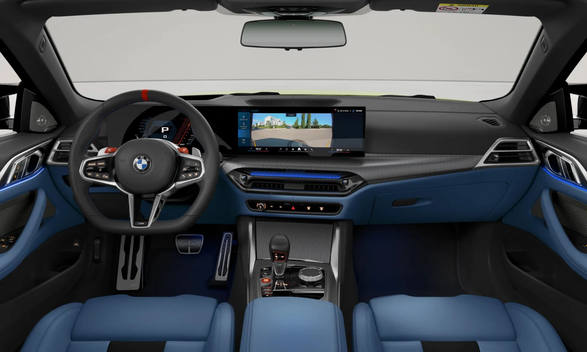 M4 Cabrio (G83), M Modely, BMW Individual lak na přání, interiér BMW Individual celokožené čalounění Merino Fjord Blue/Black, dashboard