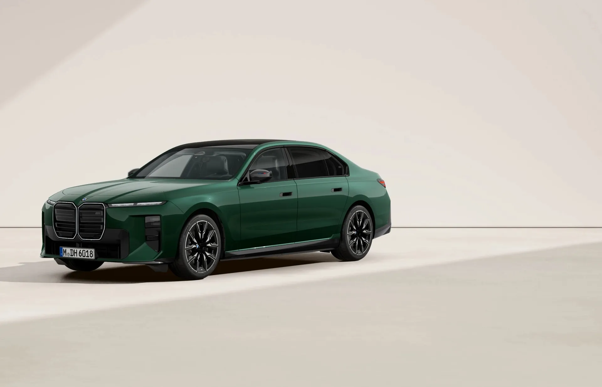 i7 Sedan (G70), M Modely, Metalický lak Vancouver Green, front