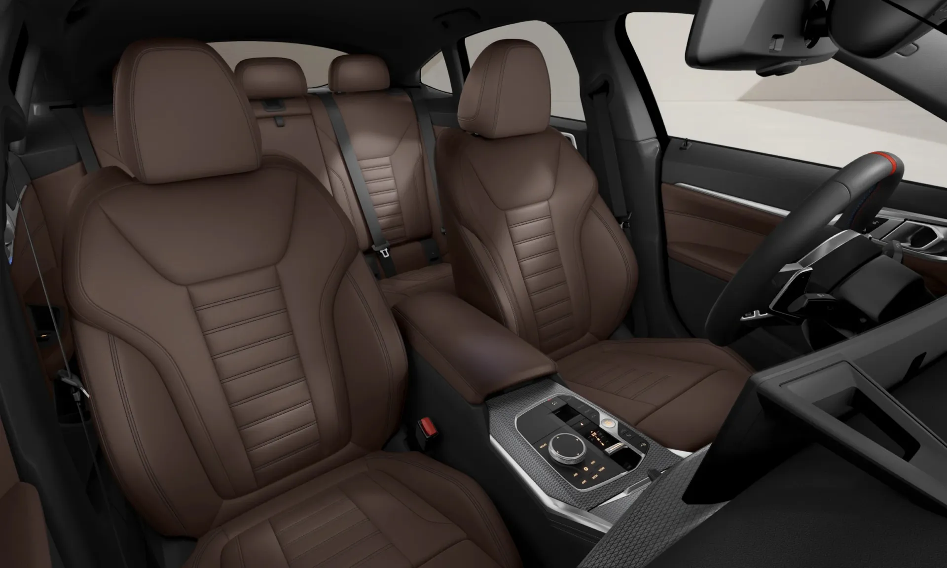 Řada 4 Gran Coupé (G26), M Modely, interiér Kůže Vernasca Mocha s dekorativním prošíváním/Black, seats
