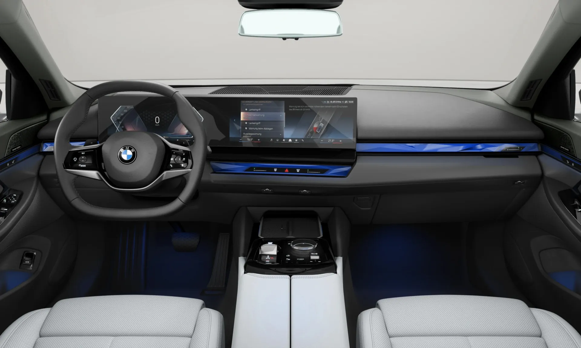 Řada 5 Sedan (G60), Sériové provedení, Metalický lak s briliantovým efektem Sophisto Grey, interiér BMW Individual kůže Merino Silverstone II/Atlas Grey, dashboard