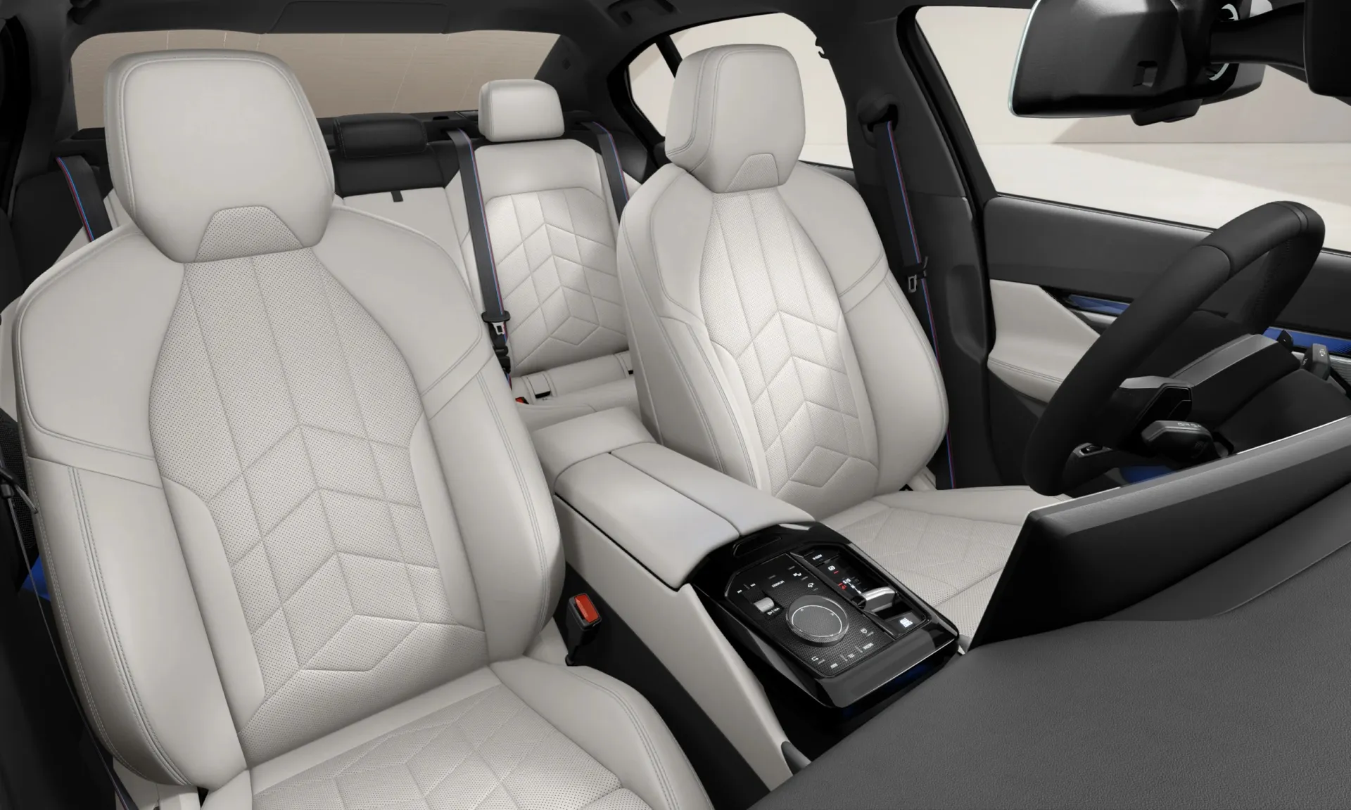 Řada 5 Sedan (G60), M sportovní paket Pro, interiér Umělá kůže Veganza perforovaná a prošívaná Smoke White, seats