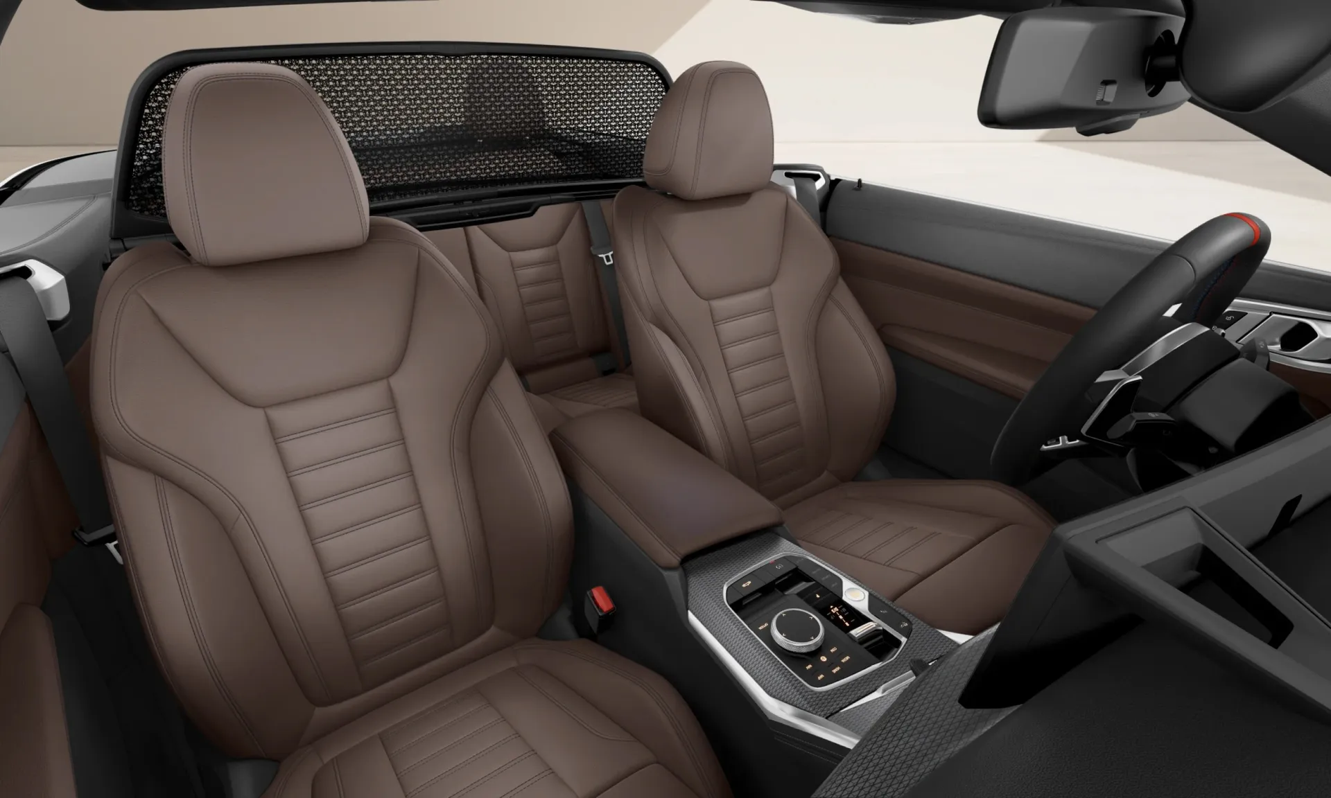 Řada 4 Cabrio (G23), M Modely, interiér Kůže Vernasca Mocha s dekorativním prošíváním/Black, seats