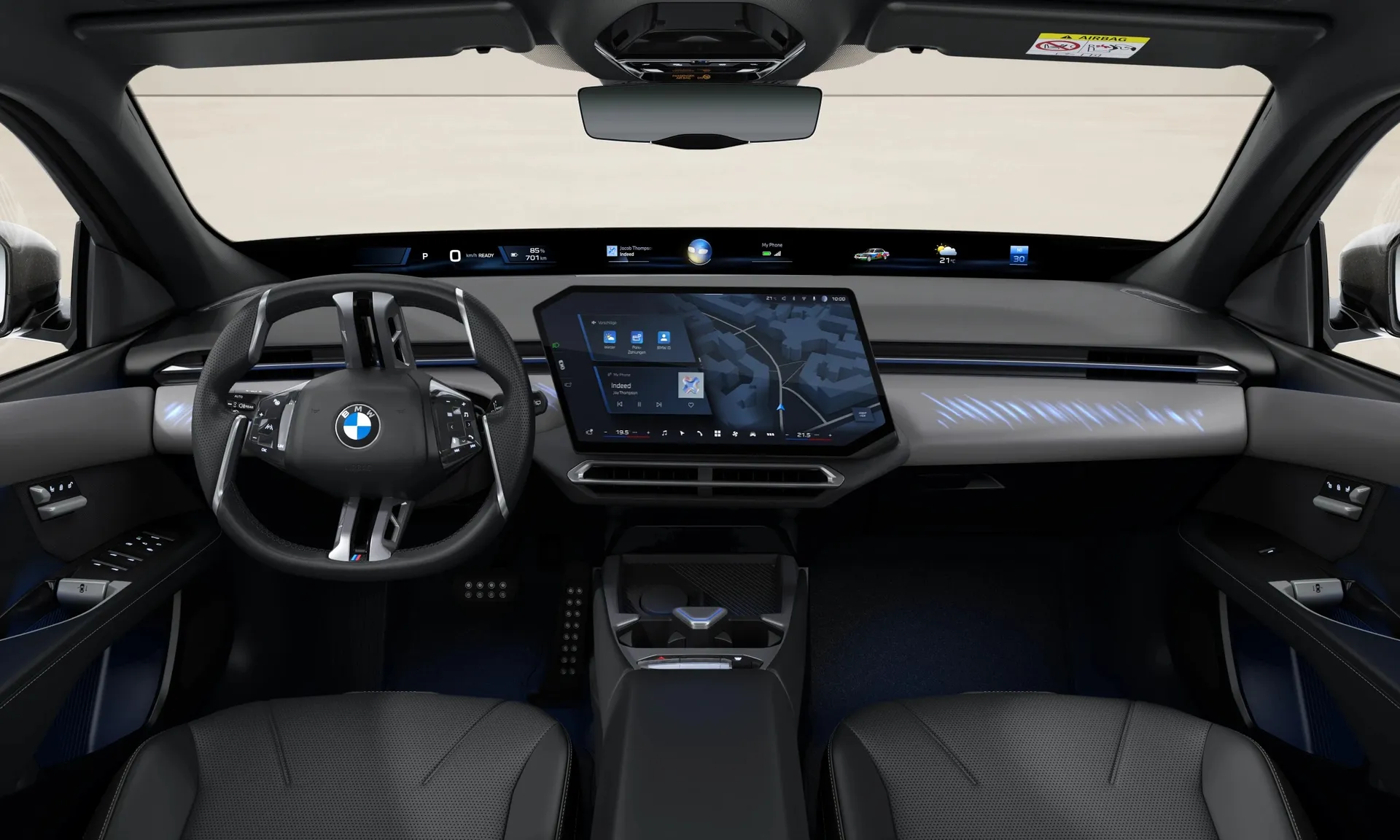 i3 Sedan (NA0), M sportovní paket, Metalický lak Mineral White, interiér Design interiéru Contemporary-Black Bicolour, dashboard
