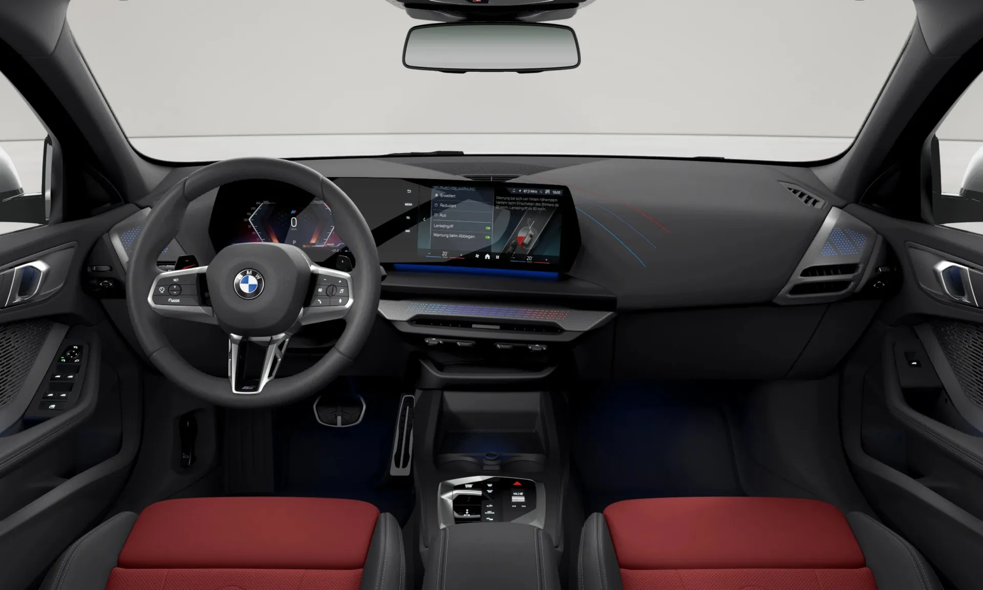 Řada 1 (F70), M sportovní paket, interiér Umělá kůže Veganza perforovaná Coral Red/Black, dashboard