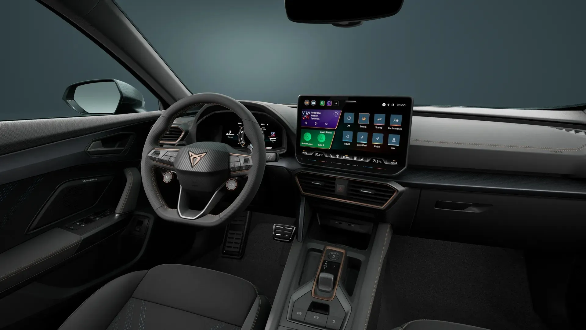 CUPRA Formentor, VZ5, interiér Dinamica/umělá kůže – černá/šedá/měď, interiorfront