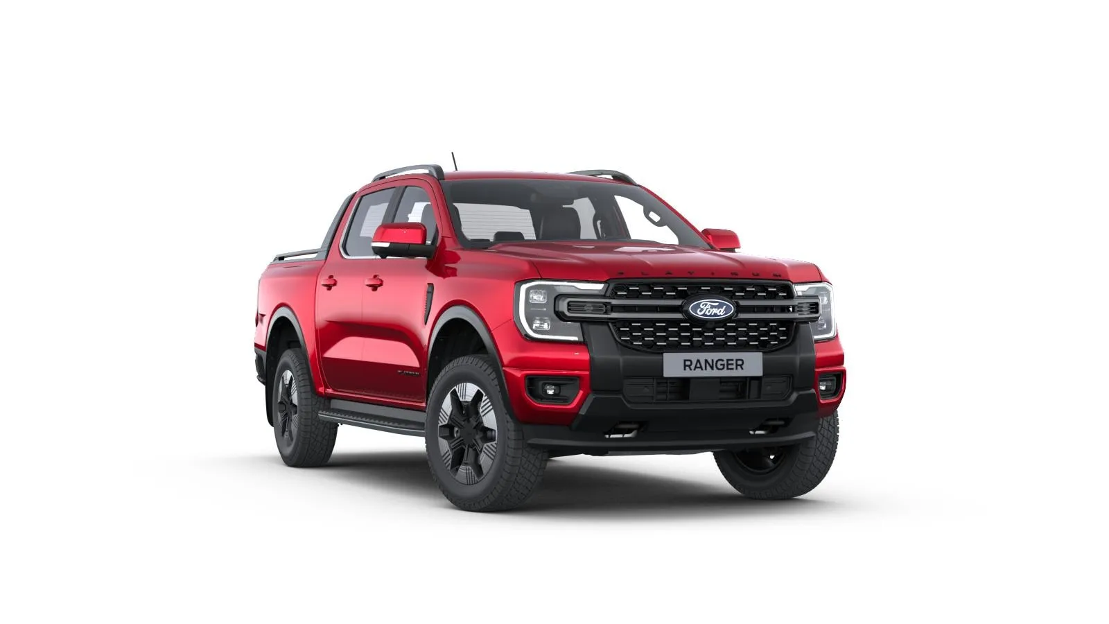Ranger Double Cab, Platinum, Metalický lak karoserie – červená Lucid, front