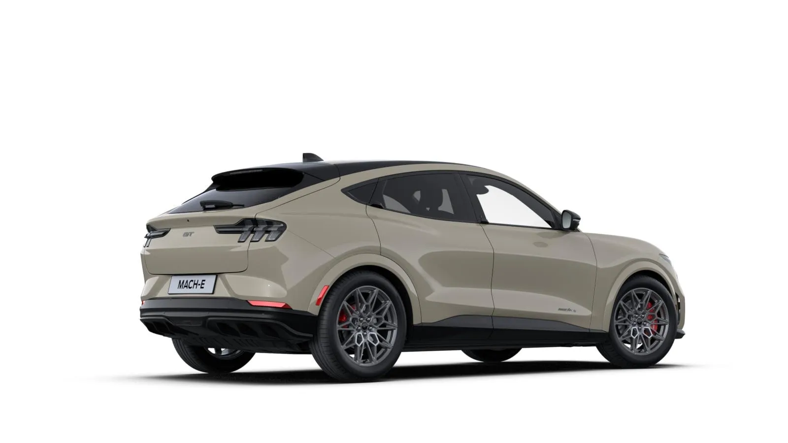 Ford Mustang Mach-E (facelift 2024) GT v barvě béžová Terrain – pohled zezadu