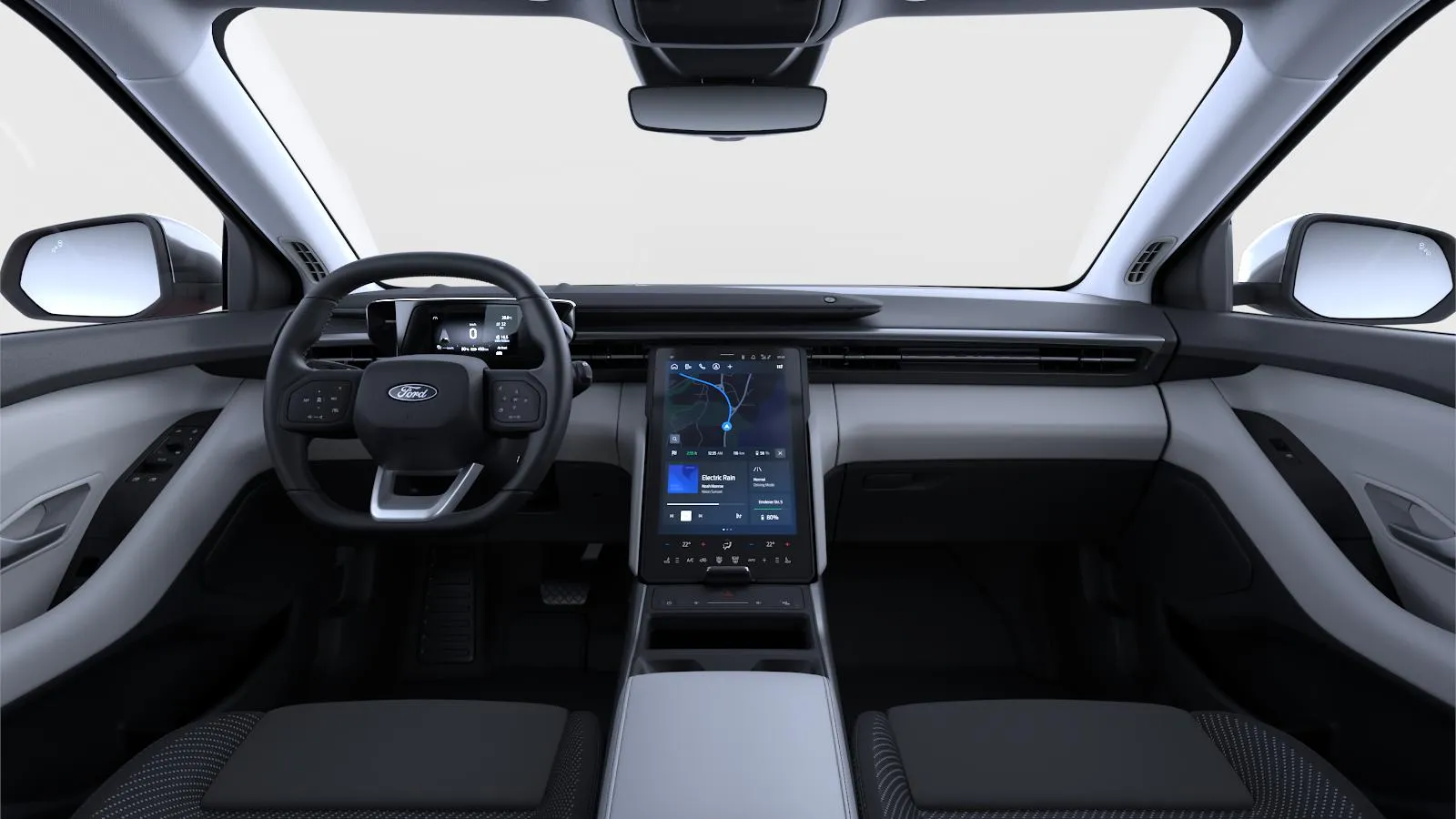 Explorer EV, Style, interiér Sedadla čalouněná v černé látce, dashboard