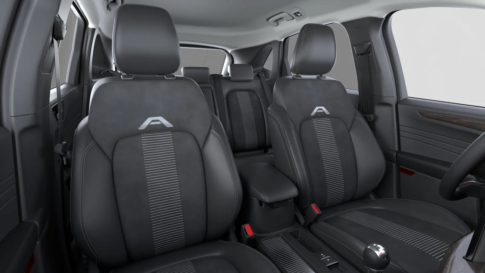Kuga, Active X, interiér Čalounění velur/vinyl v černé s šedým prošíváním, rear-seats