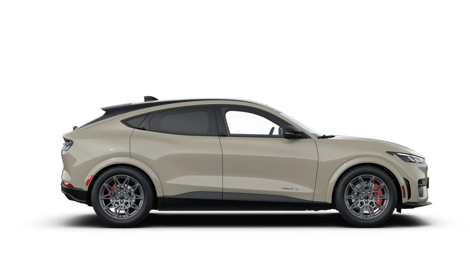 Ford Mustang Mach-E (facelift 2024) GT v barvě béžová Terrain – pohled z boku