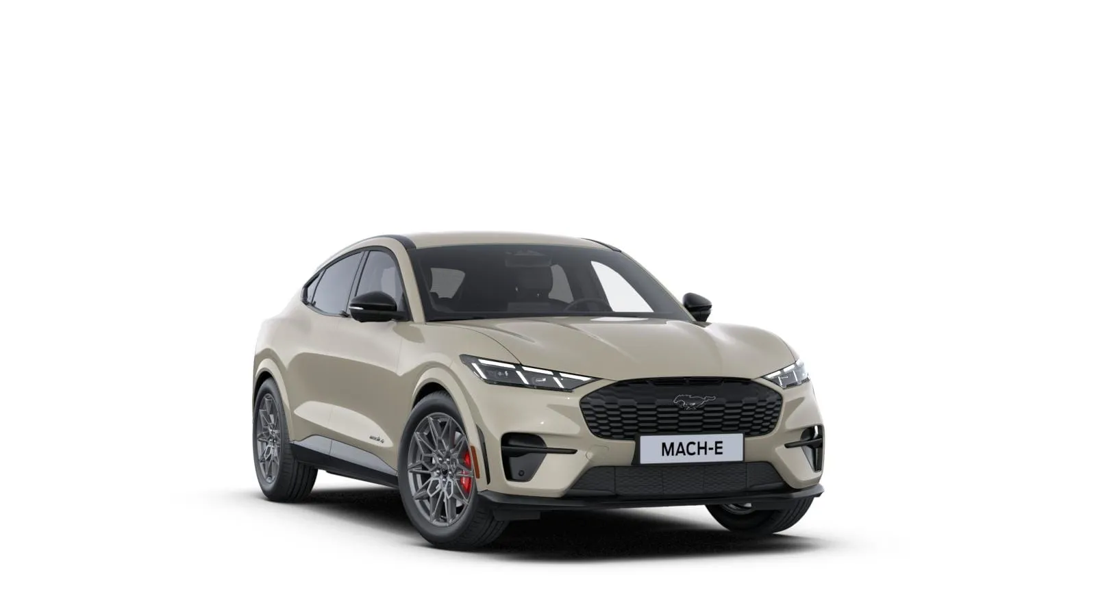 Ford Mustang Mach-E (facelift 2024) GT v barvě béžová Terrain – pohled zepředu
