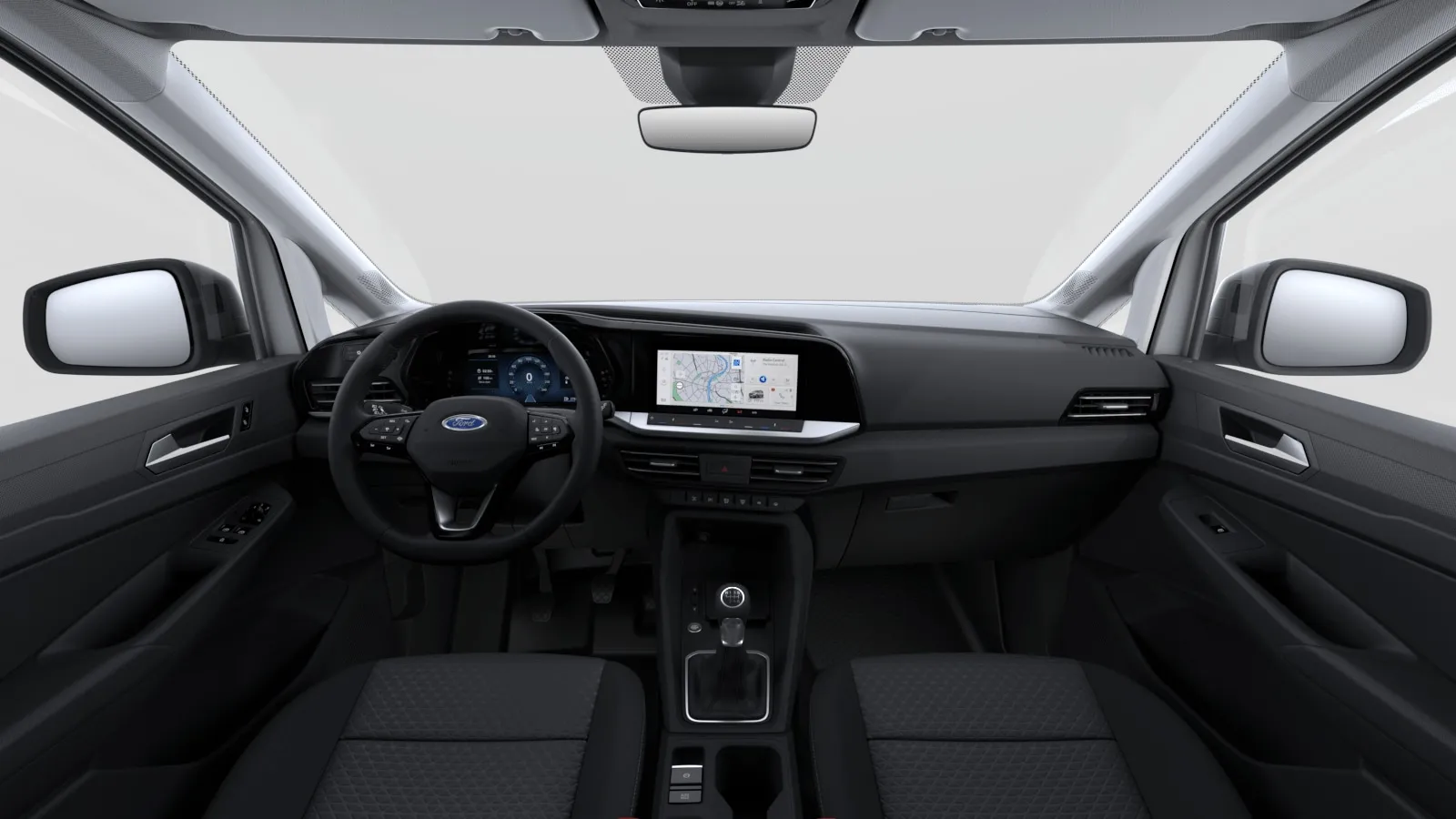 Transit Connect Van L1, Limited, interiér Tmavé látkové potahy sedadel ,Bubble' s šedým prošíváním, dashboard