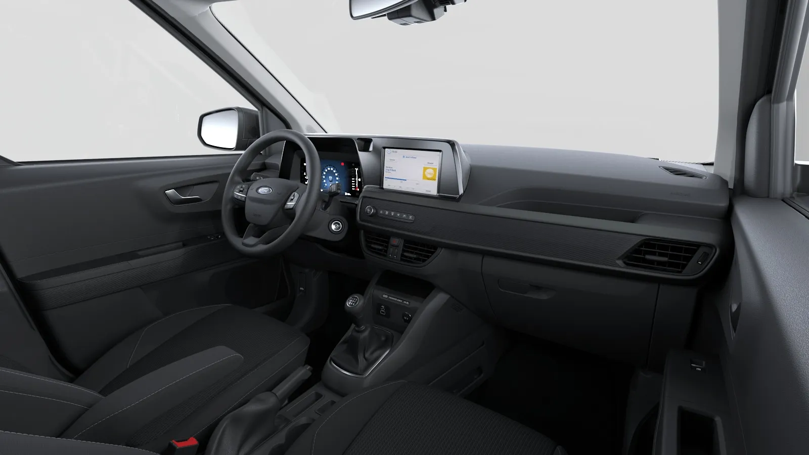 Transit Courier Kombi N1, Trend, interiér Látkové potahy černá Onyx, dashboard-side
