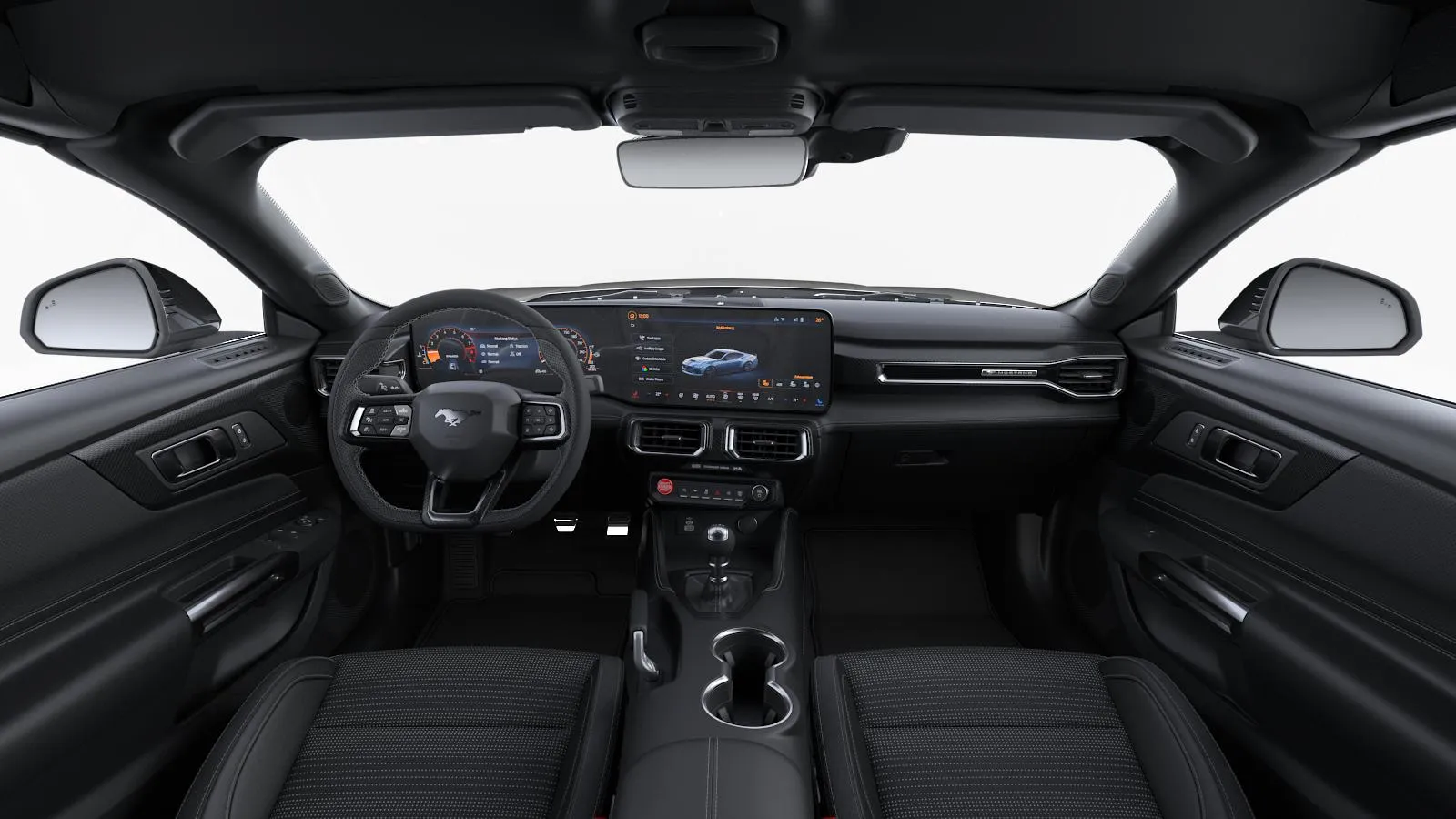Mustang Convertible, GT, interiér Čalounění vinyl/kůže v černé, dashboard