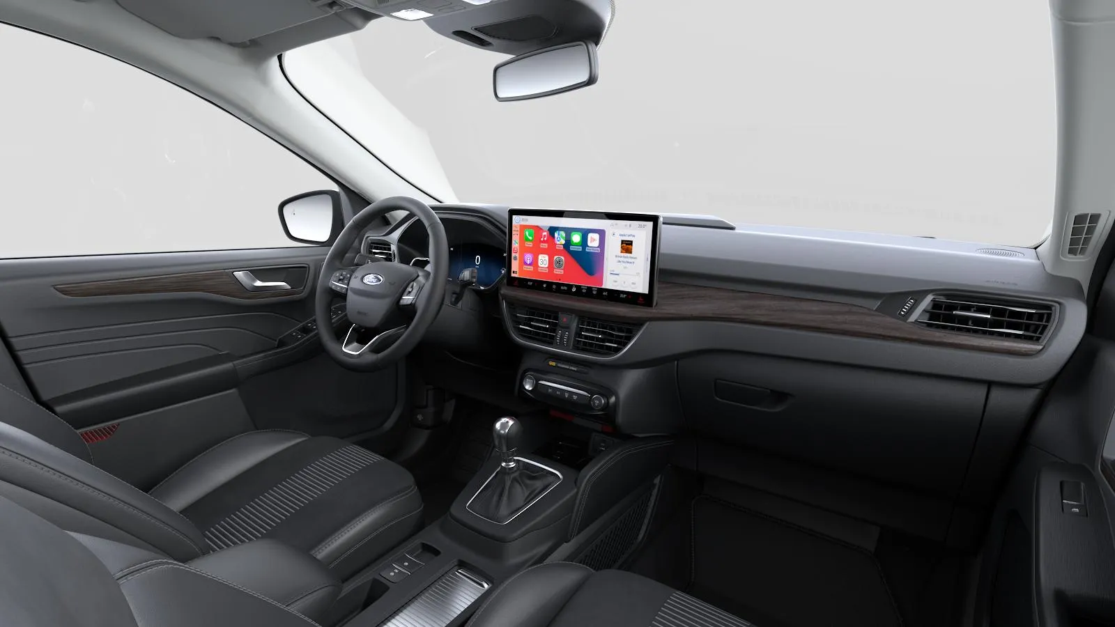 Kuga, Active X, interiér Čalounění velur/vinyl v černé s šedým prošíváním, dashboard-side