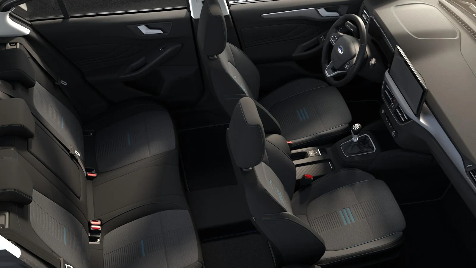Focus 5dveřová, Active X, interiér Látky Nunatak / Eton s modrým prošíváním, rear-seats