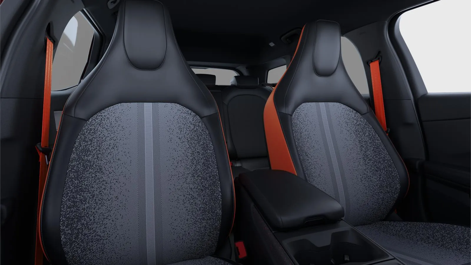 Explorer EV, Collection, interiér Látka/prémiový vinyl Sensico v černé/oranžové, rear-seats
