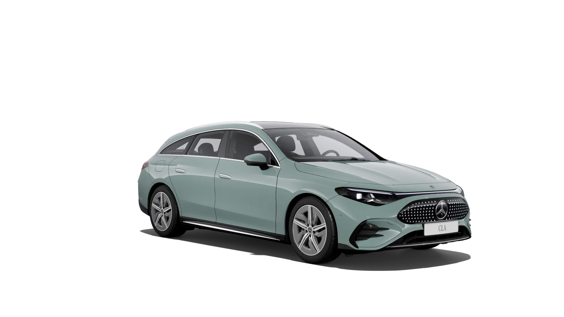 CLA Shooting Brake (X174), Linie AMG, Nemetalická zelená aqua-mint, front