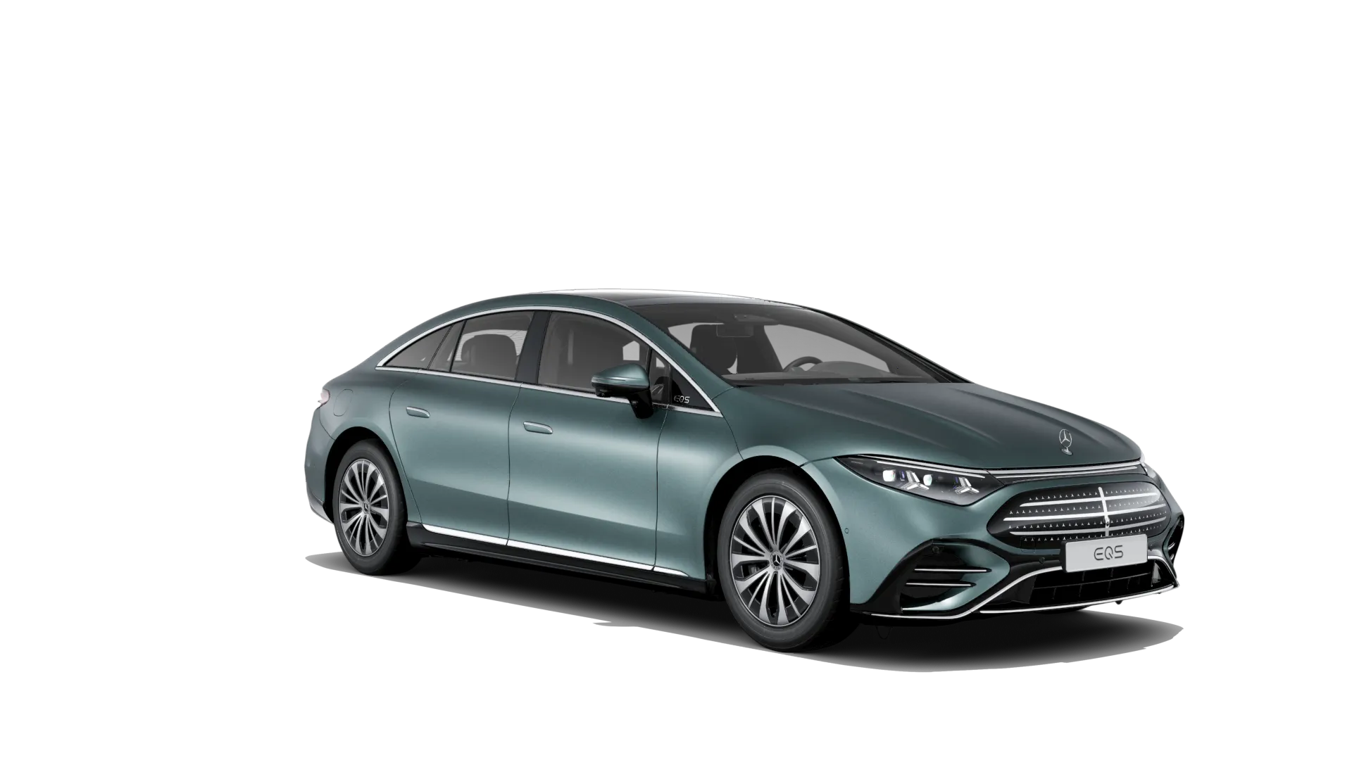 EQS sedan (V297-fl), Linie Electric Art exteriér, Magno stříbrná verde MANUFAKTUR, front