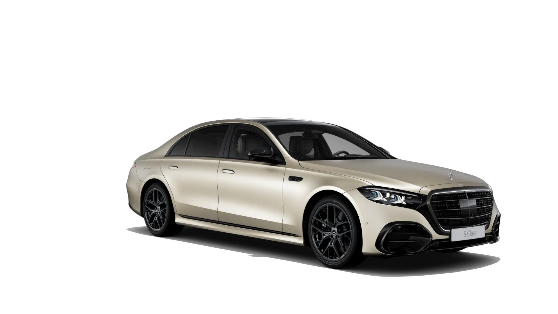 Třída S prodloužená limuzína (V223-fl), Linie AMG Plus, Magno zlatá kalahari MANUFAKTUR, front