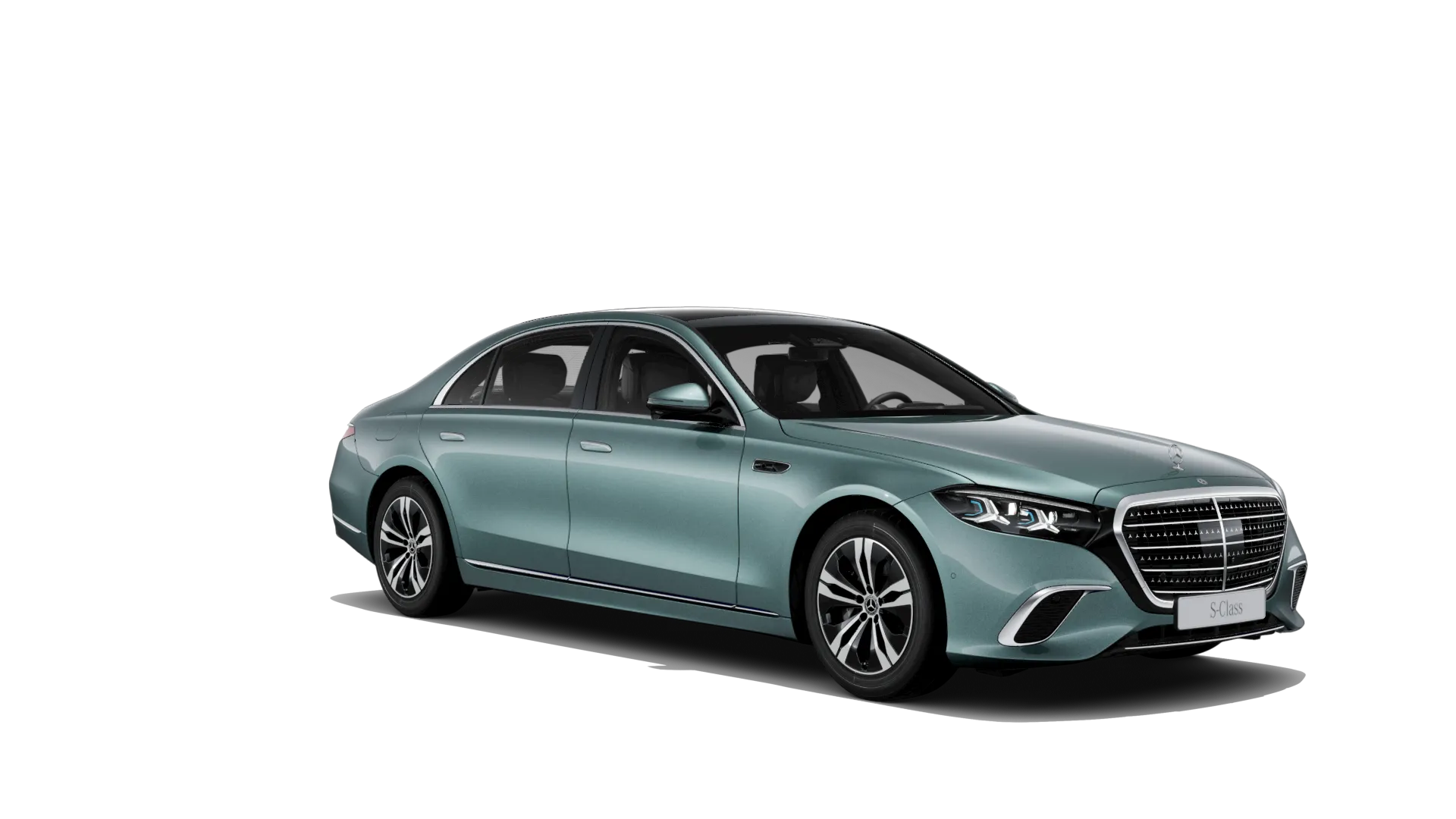 Třída S prodloužená limuzína (V223-fl), Základní provedení, Metalická stříbrná verde, front