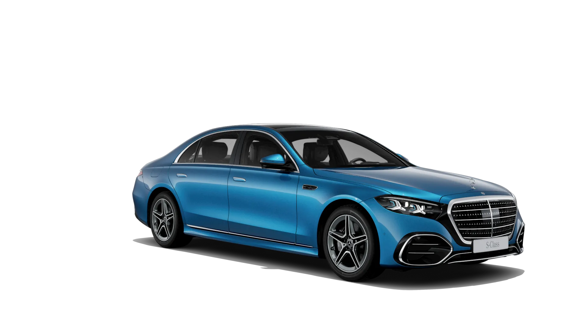 Třída S prodloužená limuzína (V223-fl), Linie AMG, Metalická modrá south seas MANUFAKTUR exclusive, front