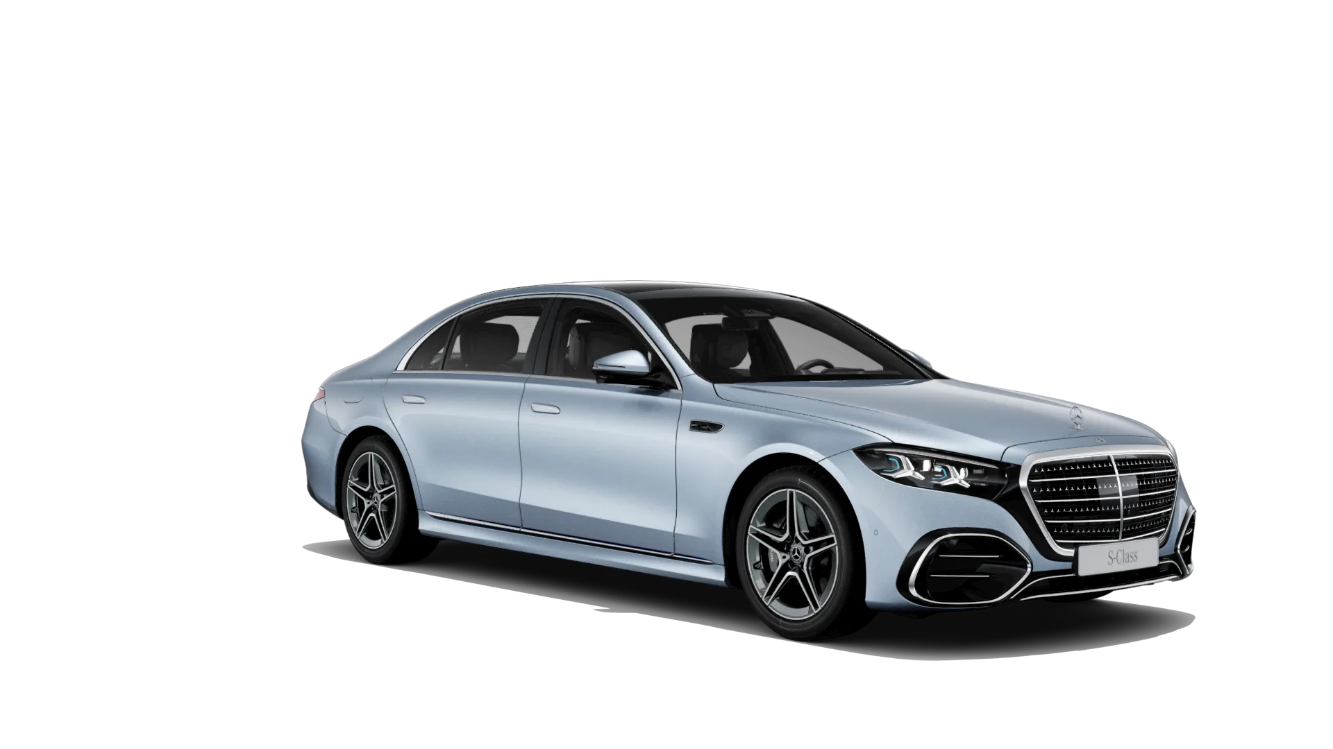 Třída S prodloužená limuzína (V223-fl), Linie AMG, Metalická světle modrá Côte d'Azur MANUFAKTUR exclusive, front