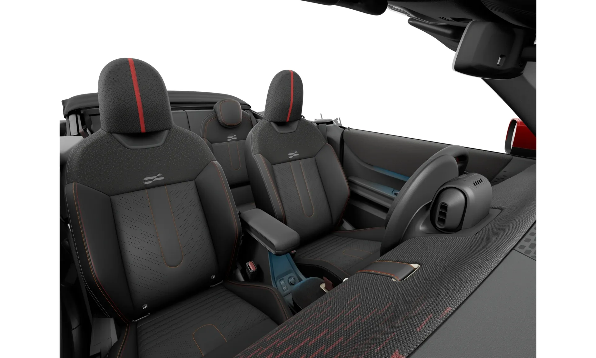 Cooper Cabrio (F67), John Cooper Works, interiér Veganská kůže Vescin JCW Black, seats
