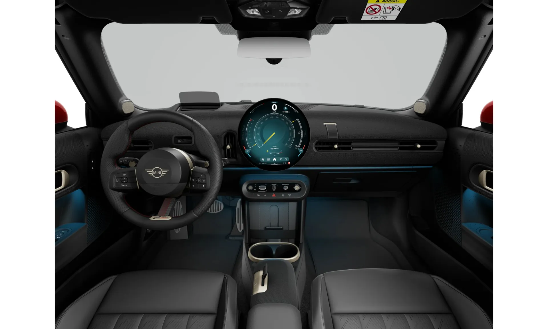 Cooper Cabrio (F67), John Cooper Works, interiér Umělá kůže Vescin Black, dashboard