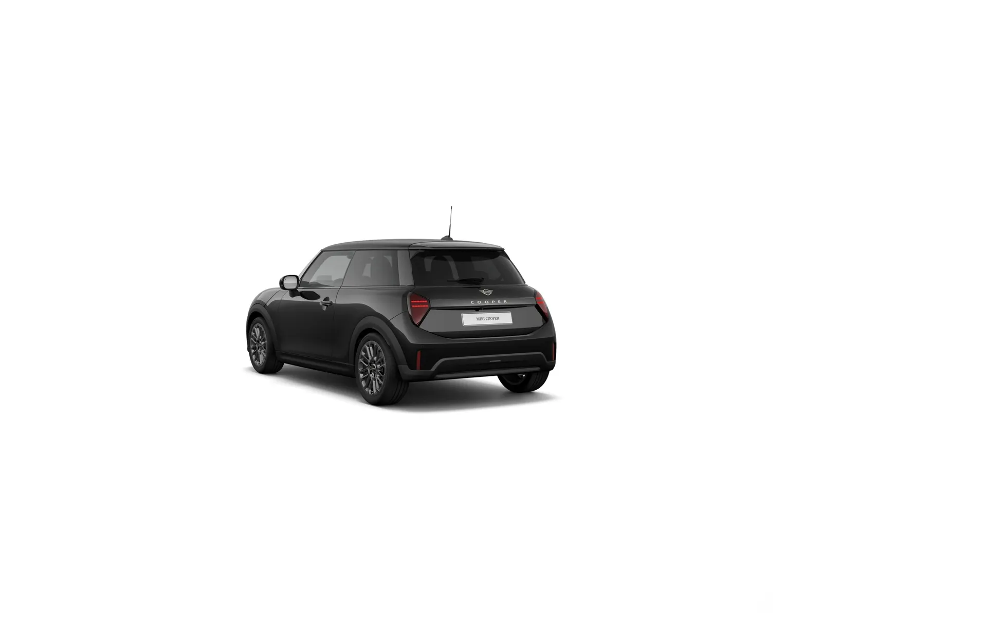 Mini Hatch (F66) 3-door Blackyard v barvě Metalický lak Midnight Black II – pohled zezadu