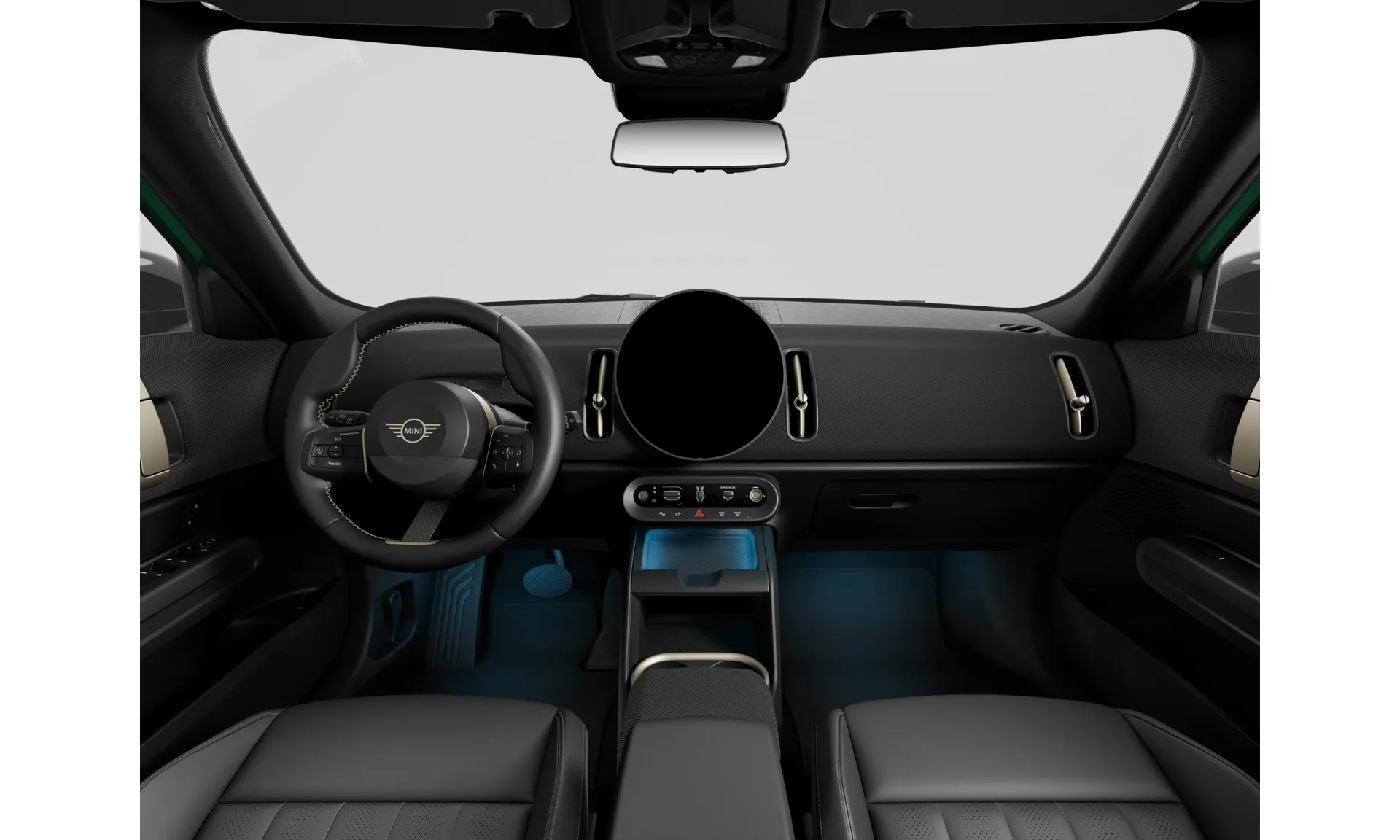 Countryman (U25), Paket Favoured, Metalický lak British Racing Green IV, interiér Umělá kůže Vescin Black, dashboard