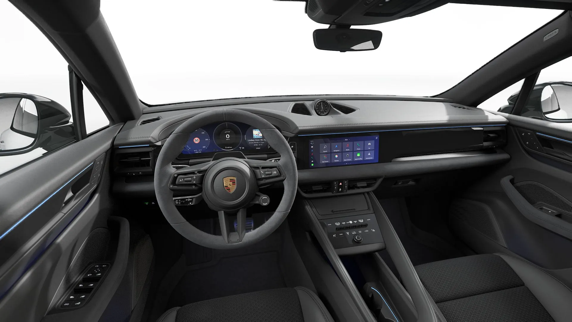 Macan, Macan GTS, interiér Interiér Race-Tex s koženými položkami Černá, dashboard