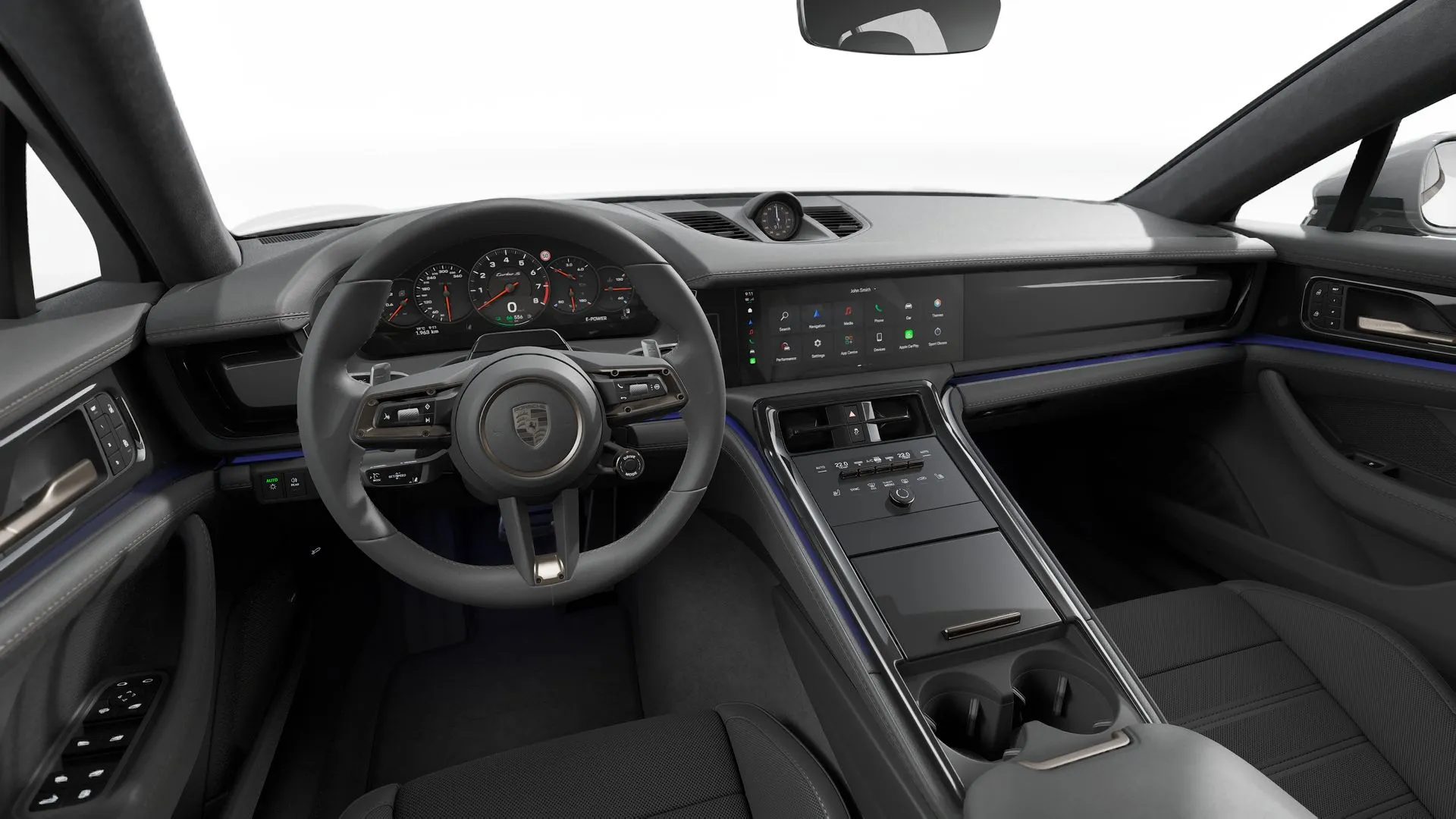 Panamera, Panamera Turbo S E-Hybrid, interiér Kožený interiér Black s interiérovým paketem Turbonite, dashboard