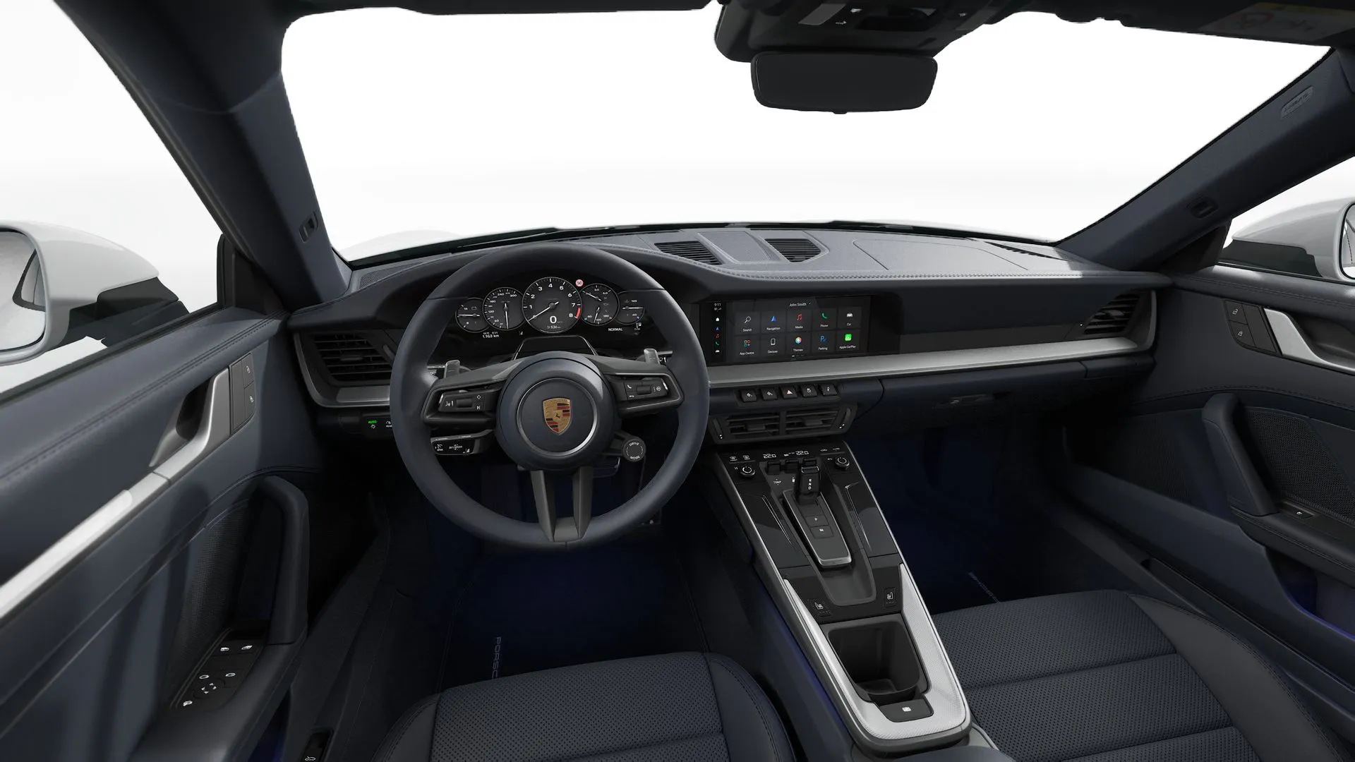 911, 911 Carrera, interiér Kožený interiér Darknight modrá, dashboard