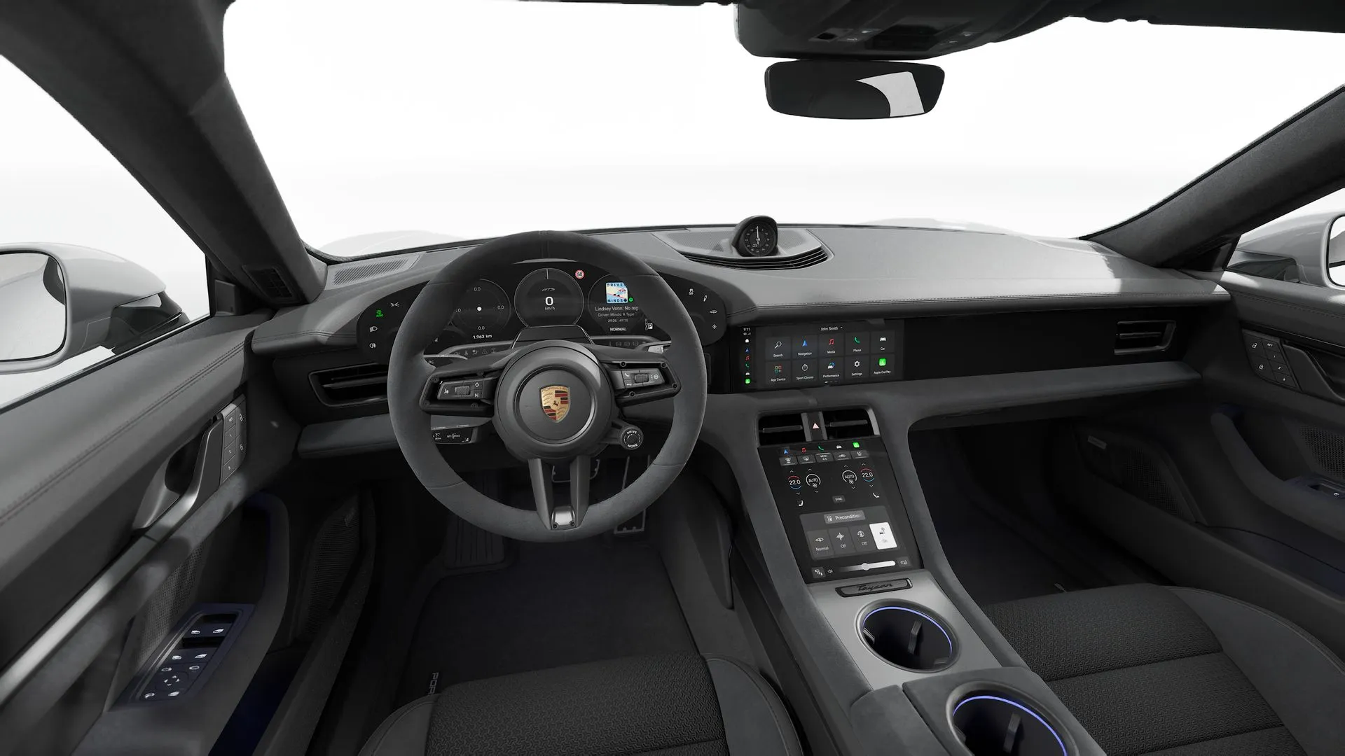 Taycan Sport Turismo, Taycan GTS Sport Turismo, interiér Race-Tex interiér s kůží Černá, dashboard