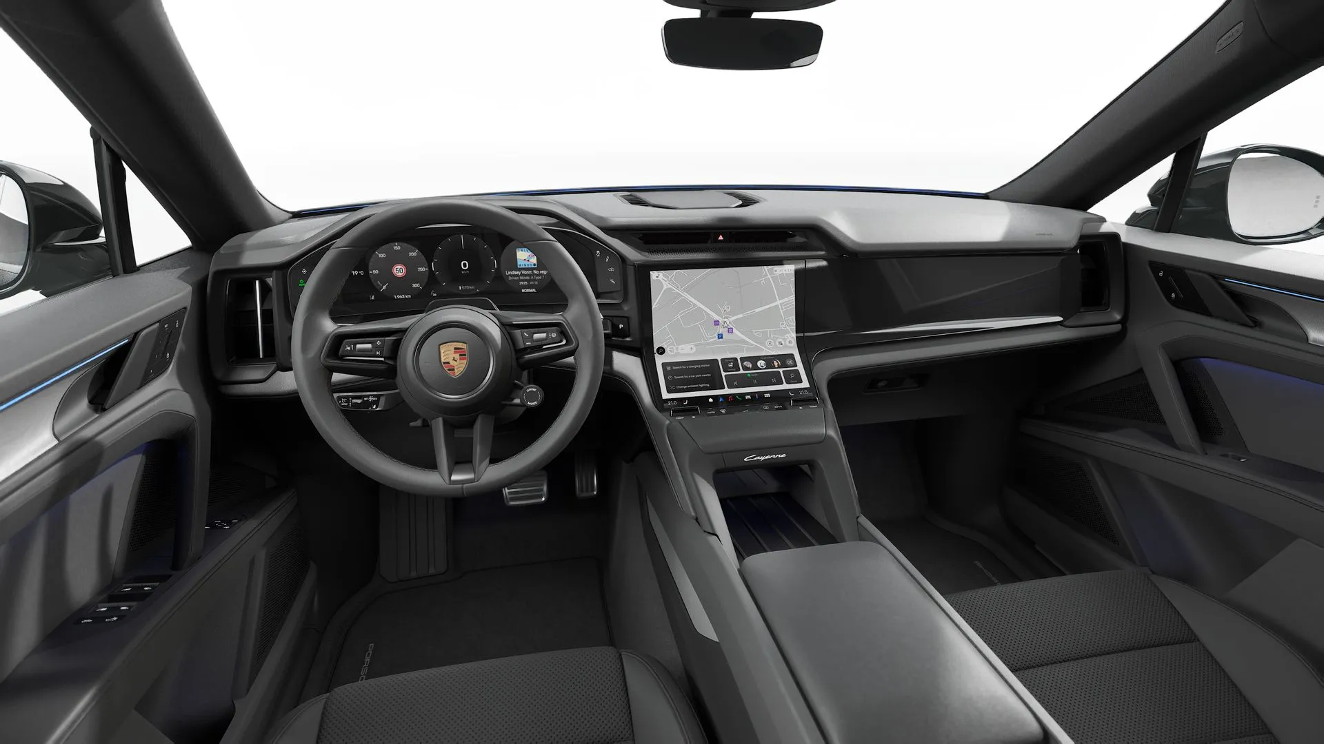 Cayenne Electric, Cayenne S Electric, interiér Částečný kožený interiér Černý, dashboard