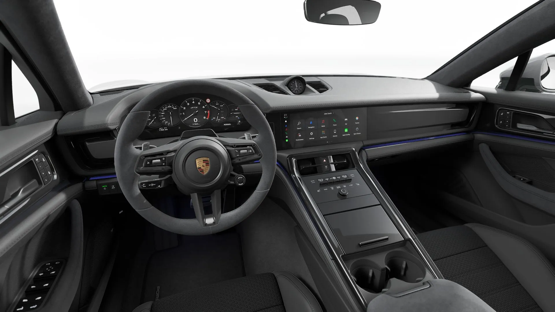 Panamera, Panamera GTS, interiér Race-Tex s kůží Černá kůže s hladkou kůží, dashboard